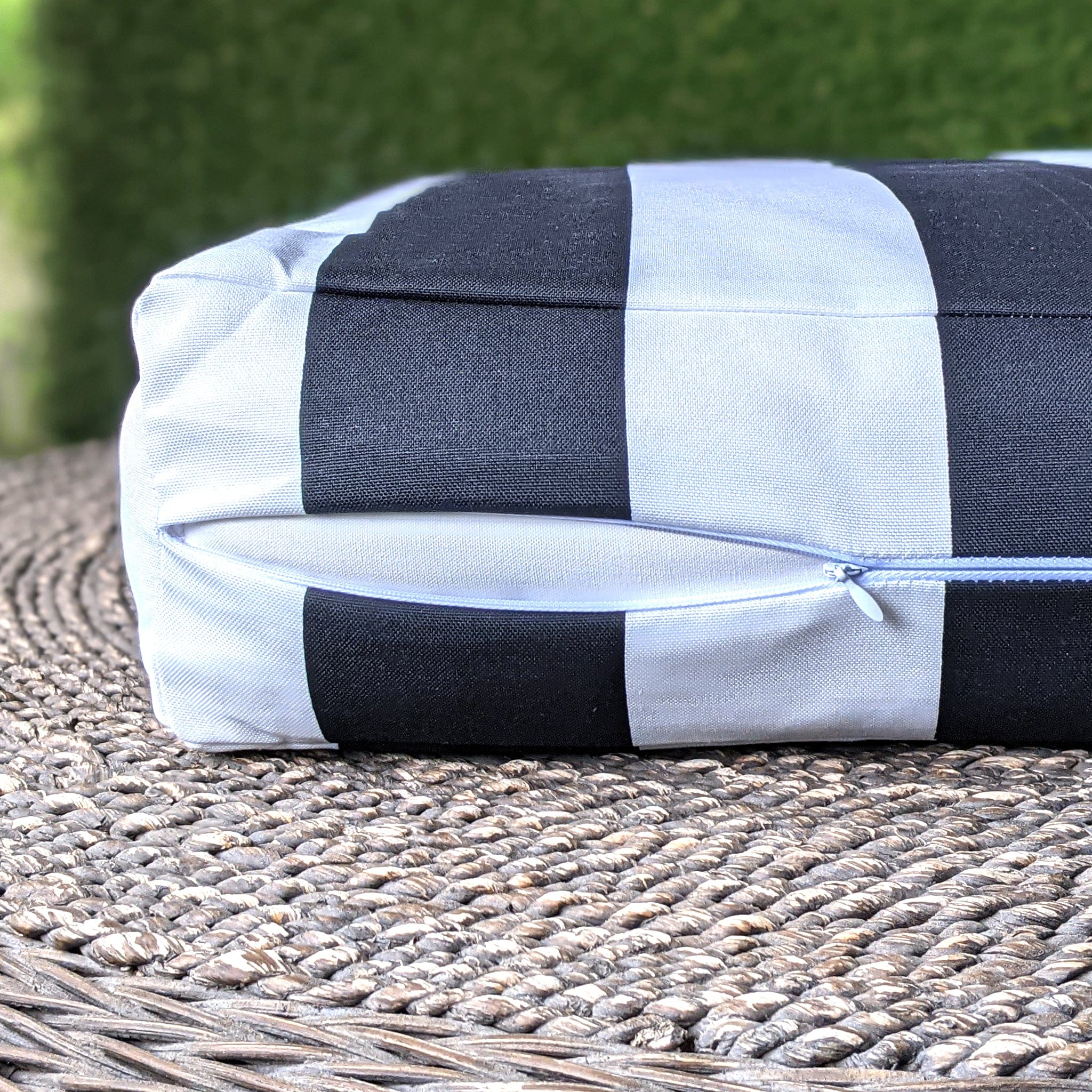 Rockin Cushions IKEA Outdoor Slipcovers 2 x Seat Covers IKEA Duvholmen Black and White Cabana Stripe Outdoor Slip Covers