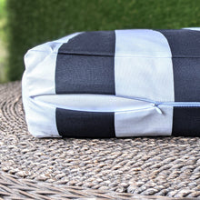 Load image into Gallery viewer, Rockin Cushions IKEA Outdoor Slipcovers 2 x Seat Covers IKEA Duvholmen Black and White Cabana Stripe Outdoor Slip Covers