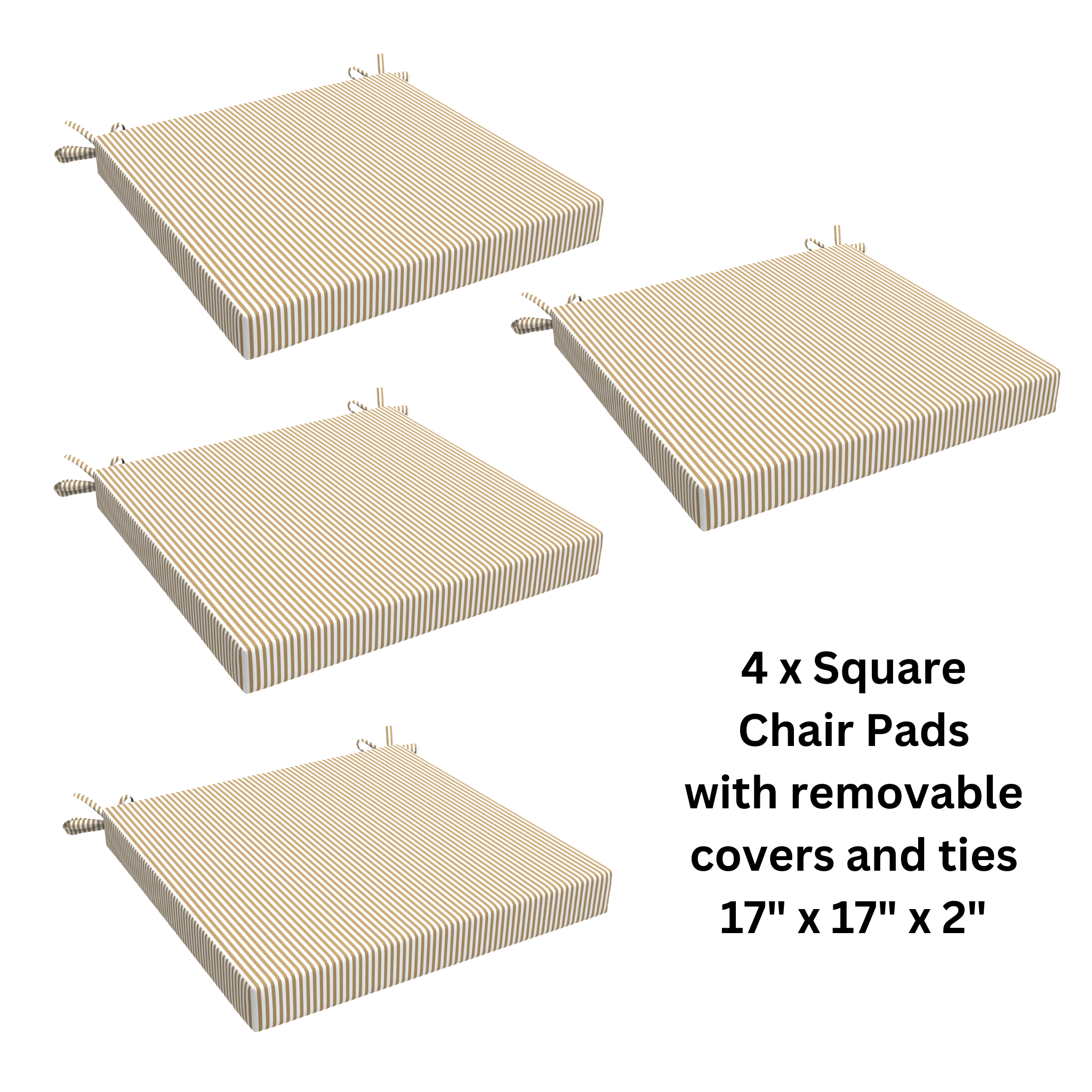 Rockin Cushions IKEA Outdoor Slipcovers 8-PIECE DELUXE BUNDLE Outdoor Cushion Cover Set and Chair Pads – Compatible with IKEA Duvholmen, Beige Stripe