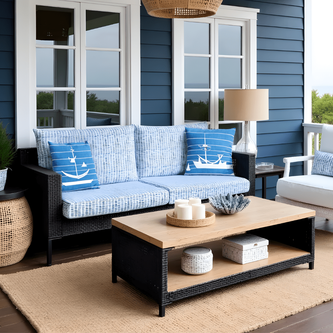 Rockin Cushions IKEA Outdoor Slipcovers 8-PIECE DELUXE BUNDLE Outdoor Cushion Cover Set and Chair Pads – Compatible with IKEA Duvholmen, Blue Rain