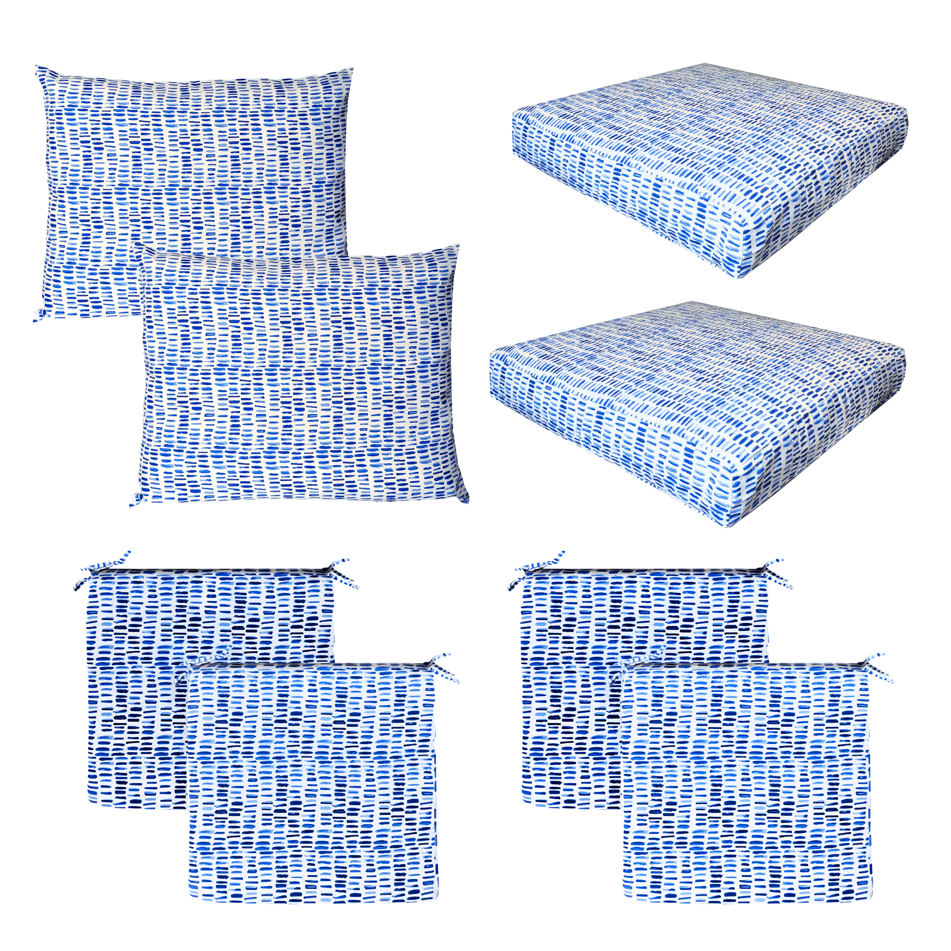 Rockin Cushions IKEA Outdoor Slipcovers 8-PIECE DELUXE BUNDLE Outdoor Cushion Cover Set and Chair Pads – Compatible with IKEA Duvholmen, Blue Rain