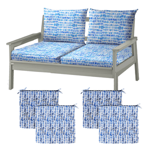 Rockin Cushions IKEA Outdoor Slipcovers 8-PIECE DELUXE BUNDLE Outdoor Cushion Cover Set and Chair Pads – Compatible with IKEA Duvholmen, Blue Rain