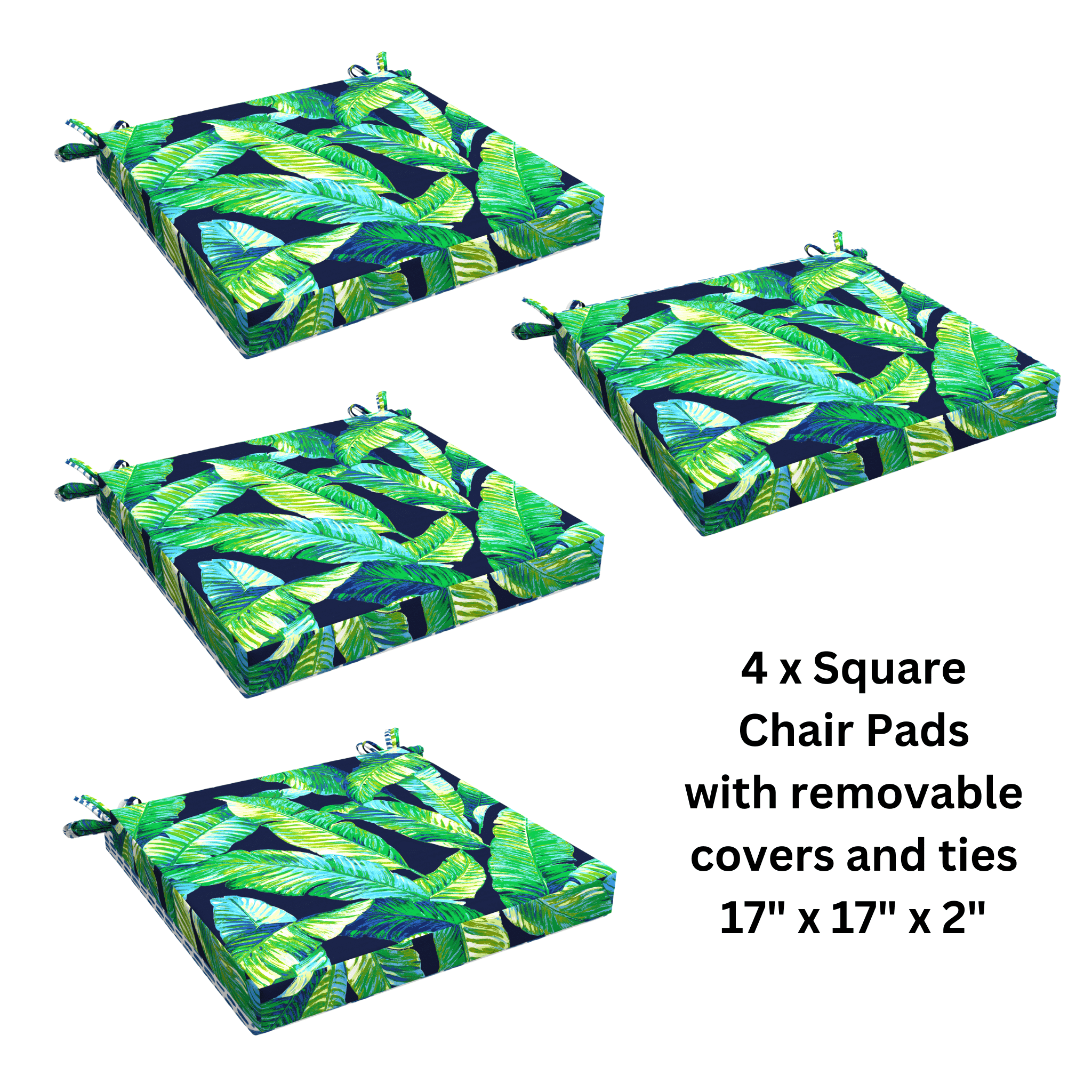 Rockin Cushions IKEA Outdoor Slipcovers 8-Piece Deluxe Outdoor Cushion Cover Set and Chair Pads – Compatible with IKEA Duvholmen, Blue Palms