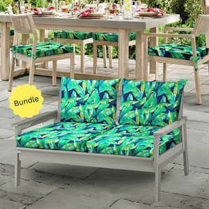 Rockin Cushions IKEA Outdoor Slipcovers 8-Piece Deluxe Outdoor Cushion Cover Set and Chair Pads – Compatible with IKEA Duvholmen, Blue Palms