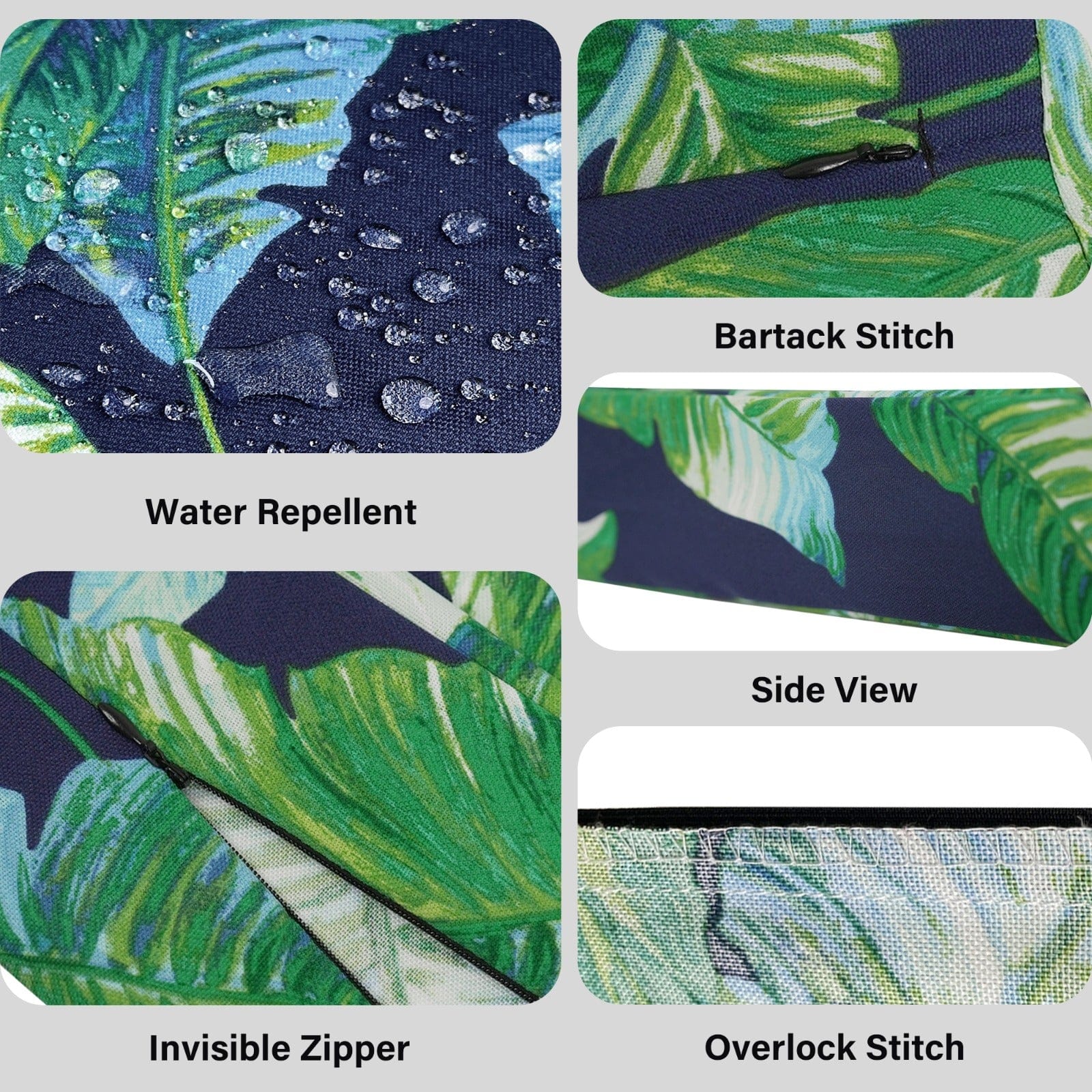 Rockin Cushions IKEA Outdoor Slipcovers 8-Piece Deluxe Outdoor Cushion Cover Set and Chair Pads – Compatible with IKEA Duvholmen, Blue Palms