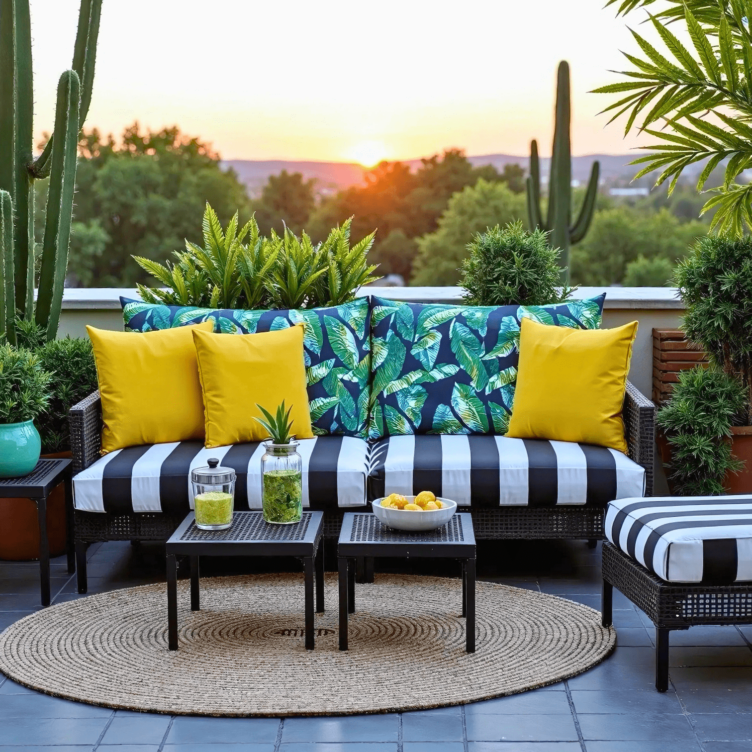 Rockin Cushions IKEA Outdoor Slipcovers Banana Leaf Black Stripe Outdoor Slip Covers, Compatible with IKEA Duvholmen