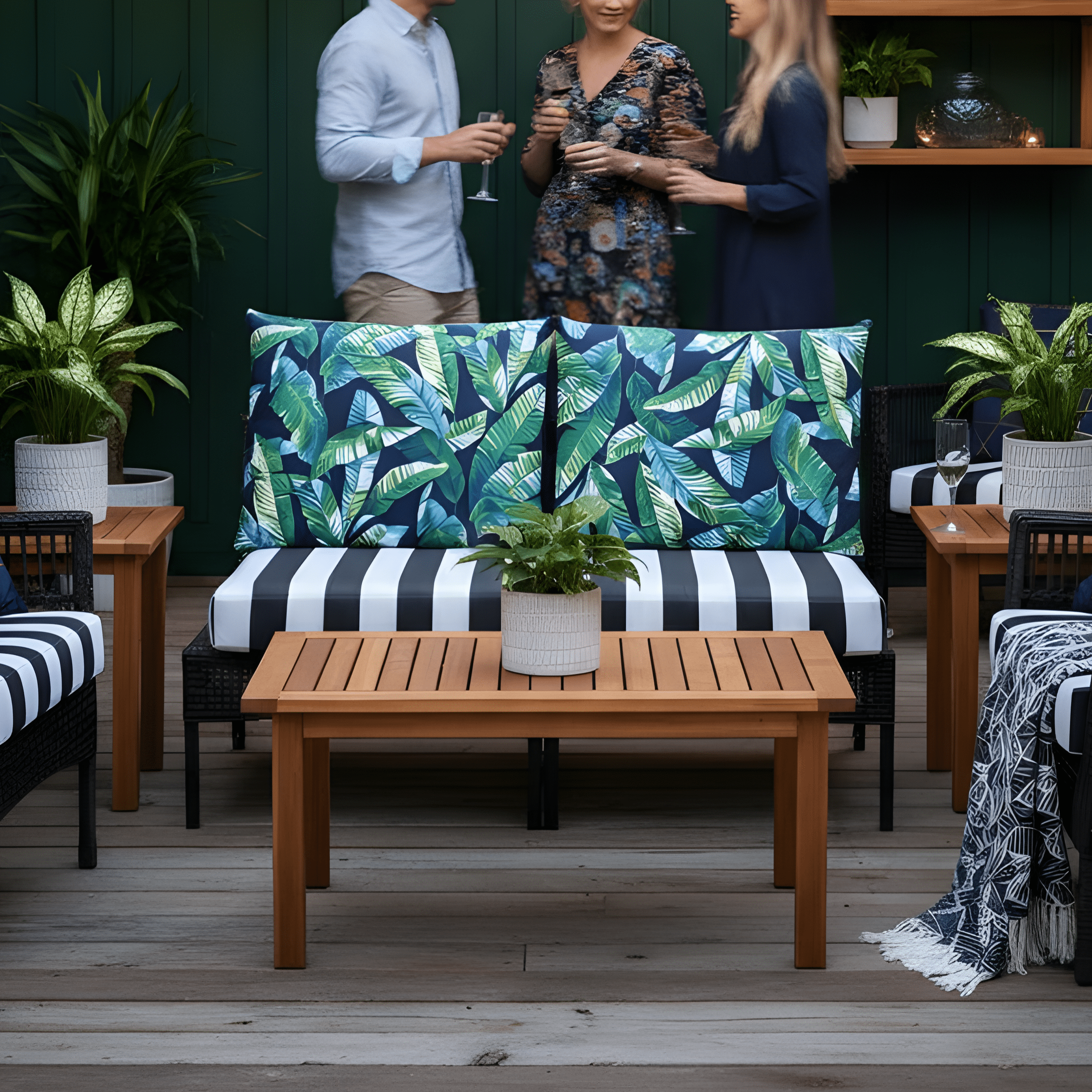 Rockin Cushions IKEA Outdoor Slipcovers Banana Leaf Black Stripe Outdoor Slip Covers, Compatible with IKEA Duvholmen