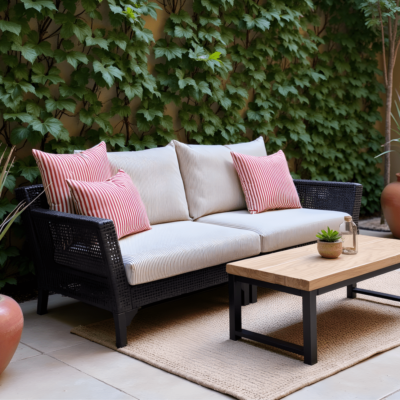 Rockin Cushions IKEA Outdoor Slipcovers Beige Stripe Outdoor Slip Covers, Compatible with IKEA Duvholmen