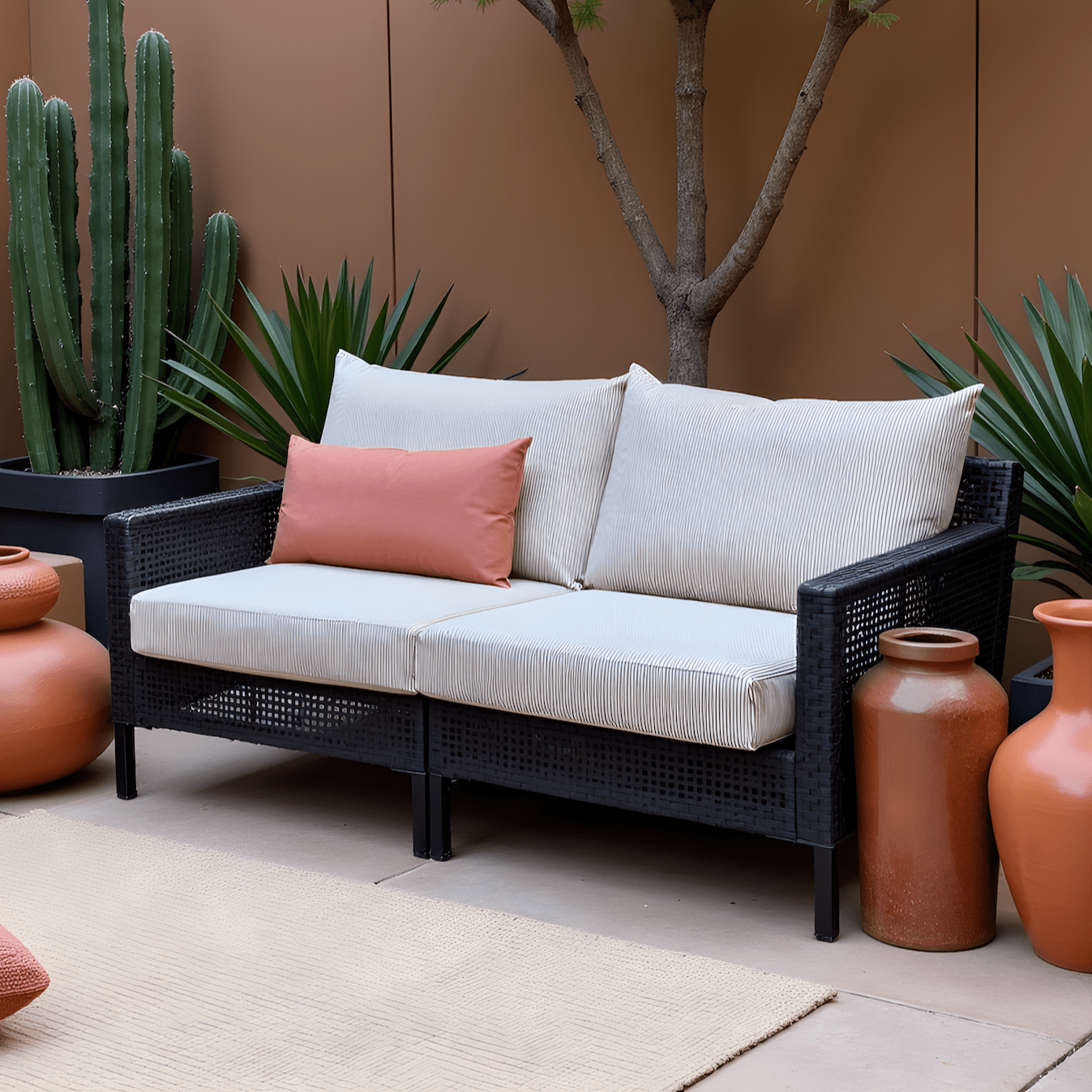 Rockin Cushions IKEA Outdoor Slipcovers Beige Stripe Outdoor Slip Covers, Compatible with IKEA Duvholmen