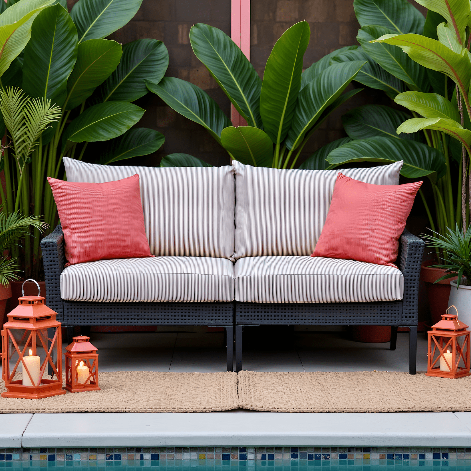 Rockin Cushions IKEA Outdoor Slipcovers Beige Stripe Outdoor Slip Covers, Compatible with IKEA Duvholmen