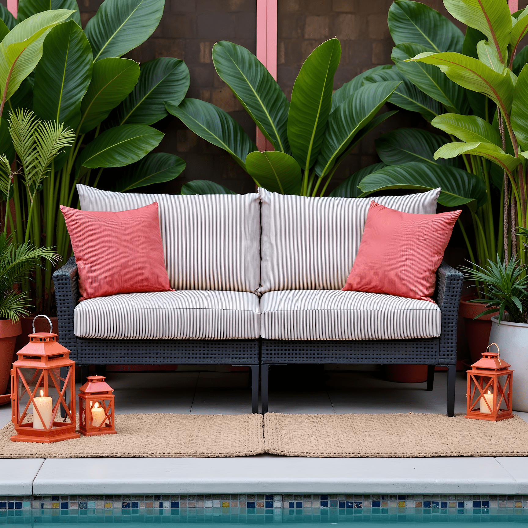 Rockin Cushions IKEA Outdoor Slipcovers Beige Stripe Outdoor Slip Covers, Compatible with IKEA Duvholmen Kuddarna