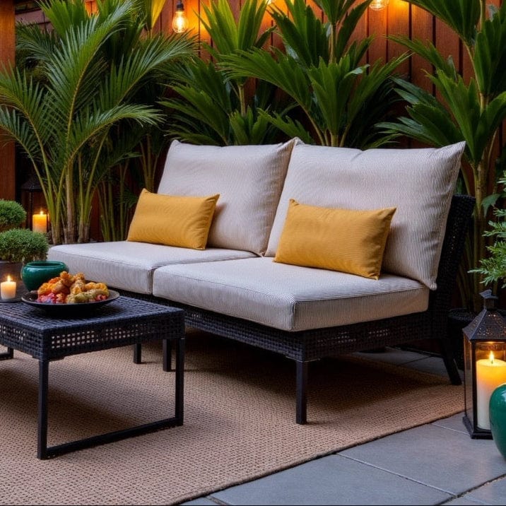 Rockin Cushions IKEA Outdoor Slipcovers Beige Stripe Outdoor Slip Covers, Compatible with IKEA Duvholmen Kuddarna