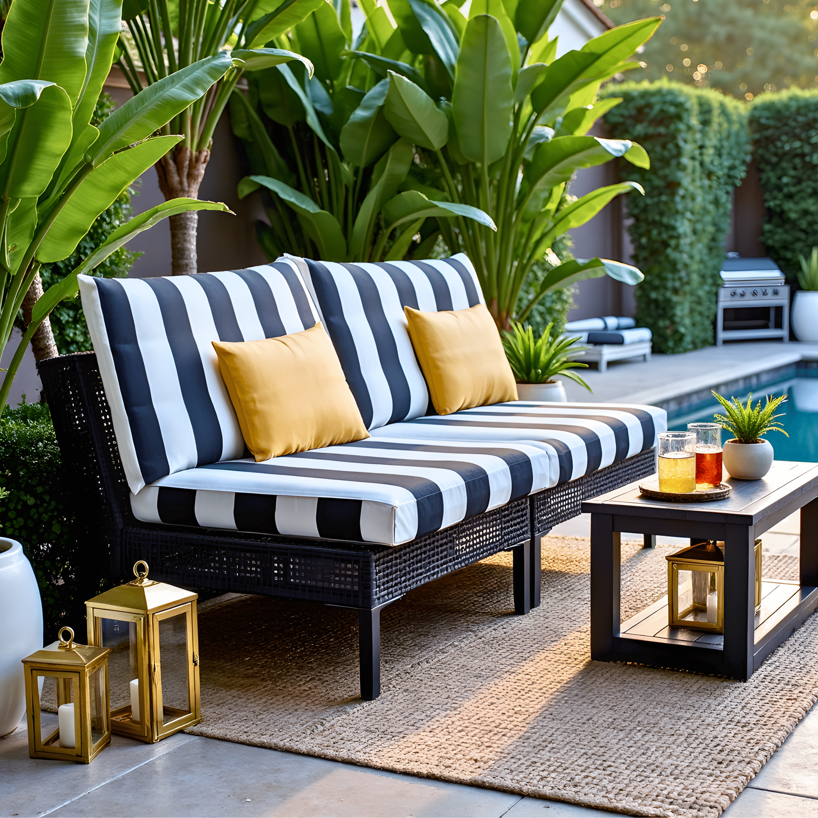 Rockin Cushions IKEA Outdoor Slipcovers Black and White Cabana Stripe Outdoor Slip Covers, Compatible with IKEA Duvholmen