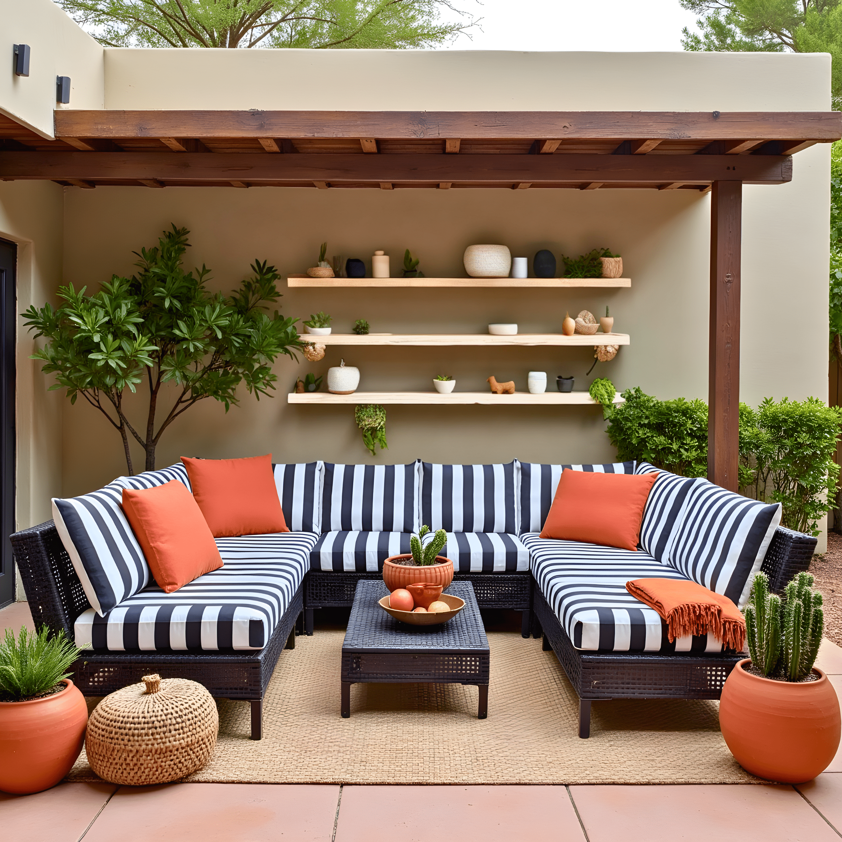 Rockin Cushions IKEA Outdoor Slipcovers Black and White Cabana Stripe Outdoor Slip Covers, Compatible with IKEA Duvholmen