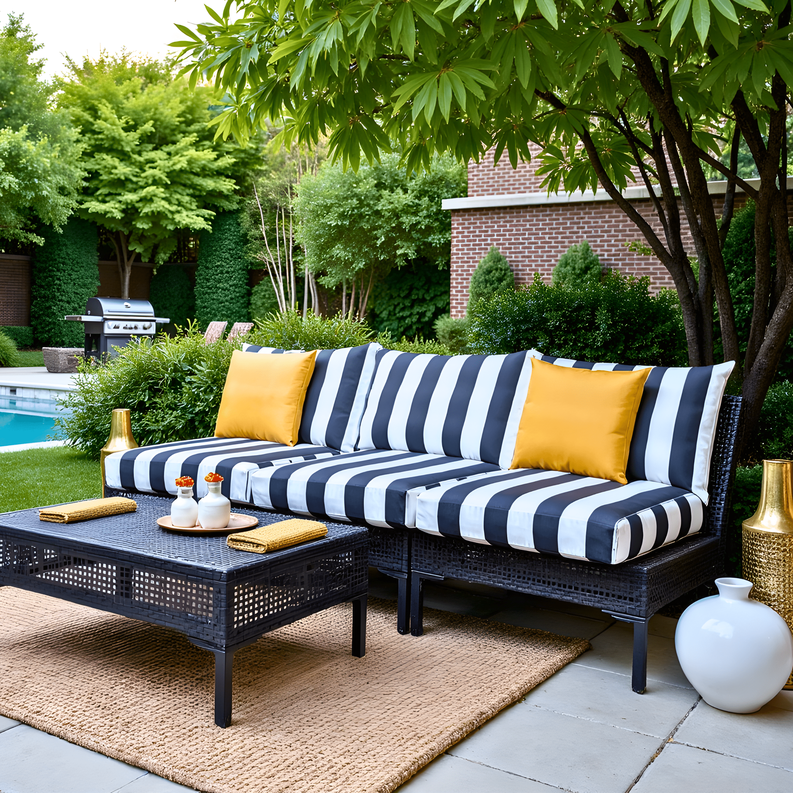 Rockin Cushions IKEA Outdoor Slipcovers Black and White Cabana Stripe Outdoor Slip Covers, Compatible with IKEA Duvholmen