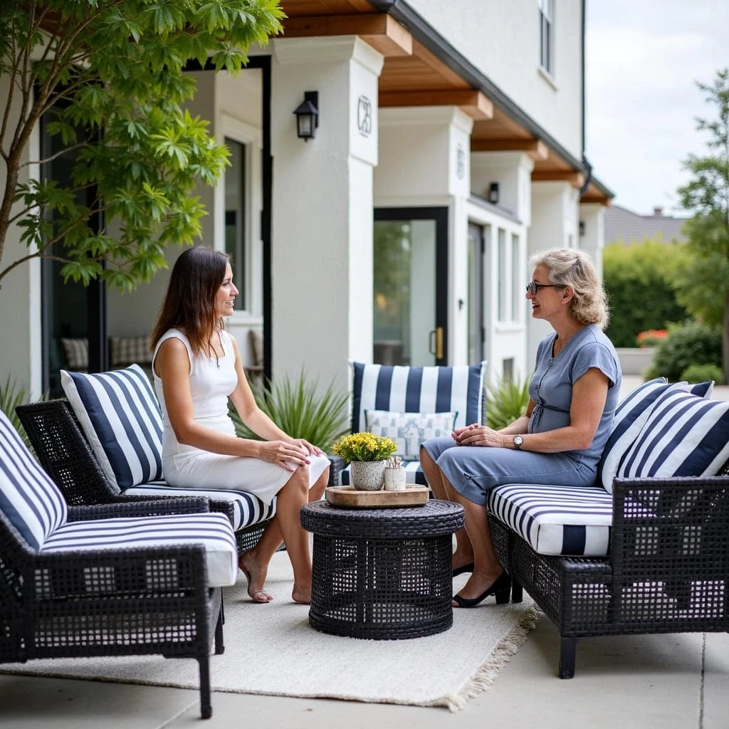 Rockin Cushions IKEA Outdoor Slipcovers Black and White Cabana Stripe Outdoor Slip Covers, Compatible with IKEA Duvholmen