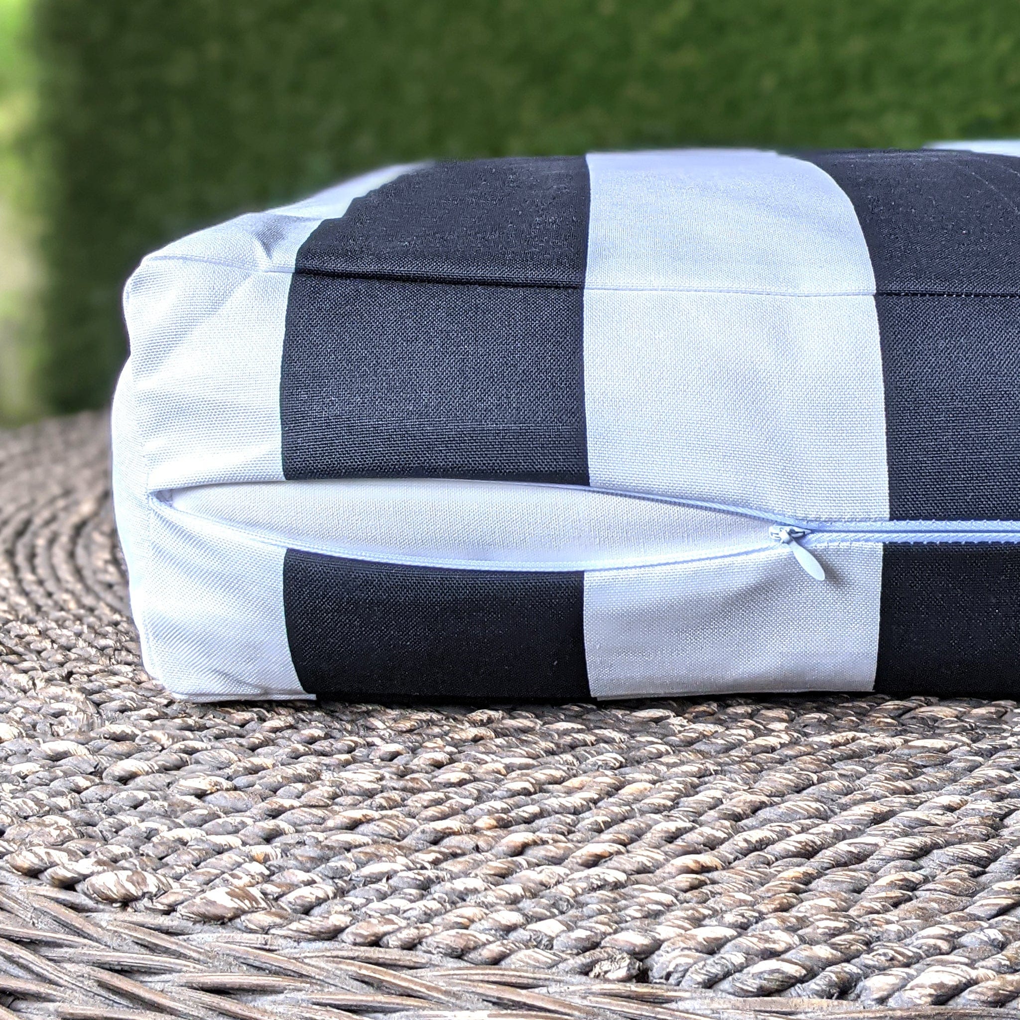 Black and White Cabana Stripe Outdoor Slip Covers, Compatible with IKE