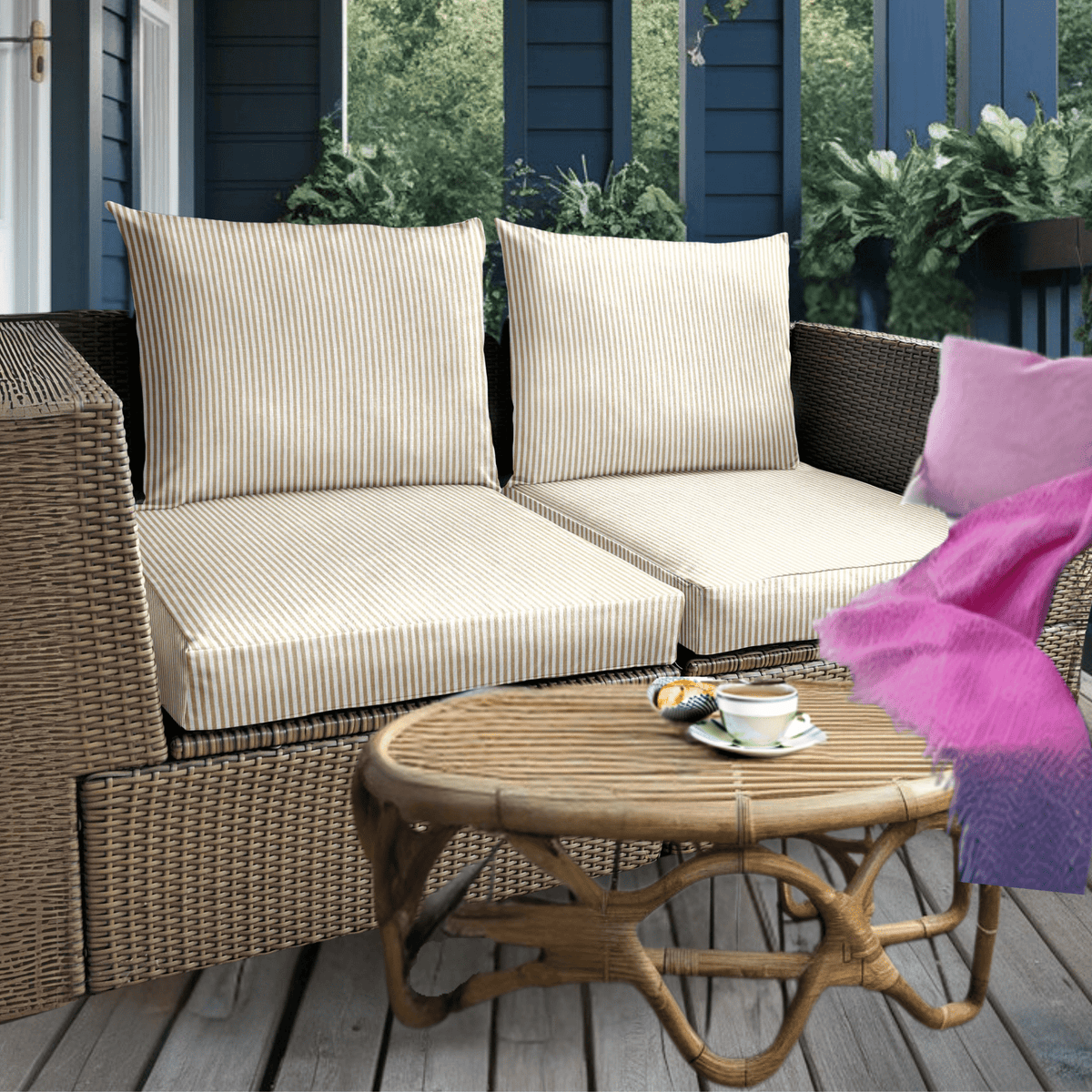 Beige Stripe Outdoor Slip Covers Compatible with IKEA Arholma Kuddarn Rockin Cushions
