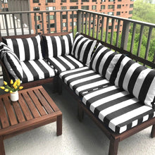 Load image into Gallery viewer, Rockin Cushions IKEA Outdoor Slipcovers IKEA Duvholmen Black and White Cabana Stripe Outdoor Slip Covers