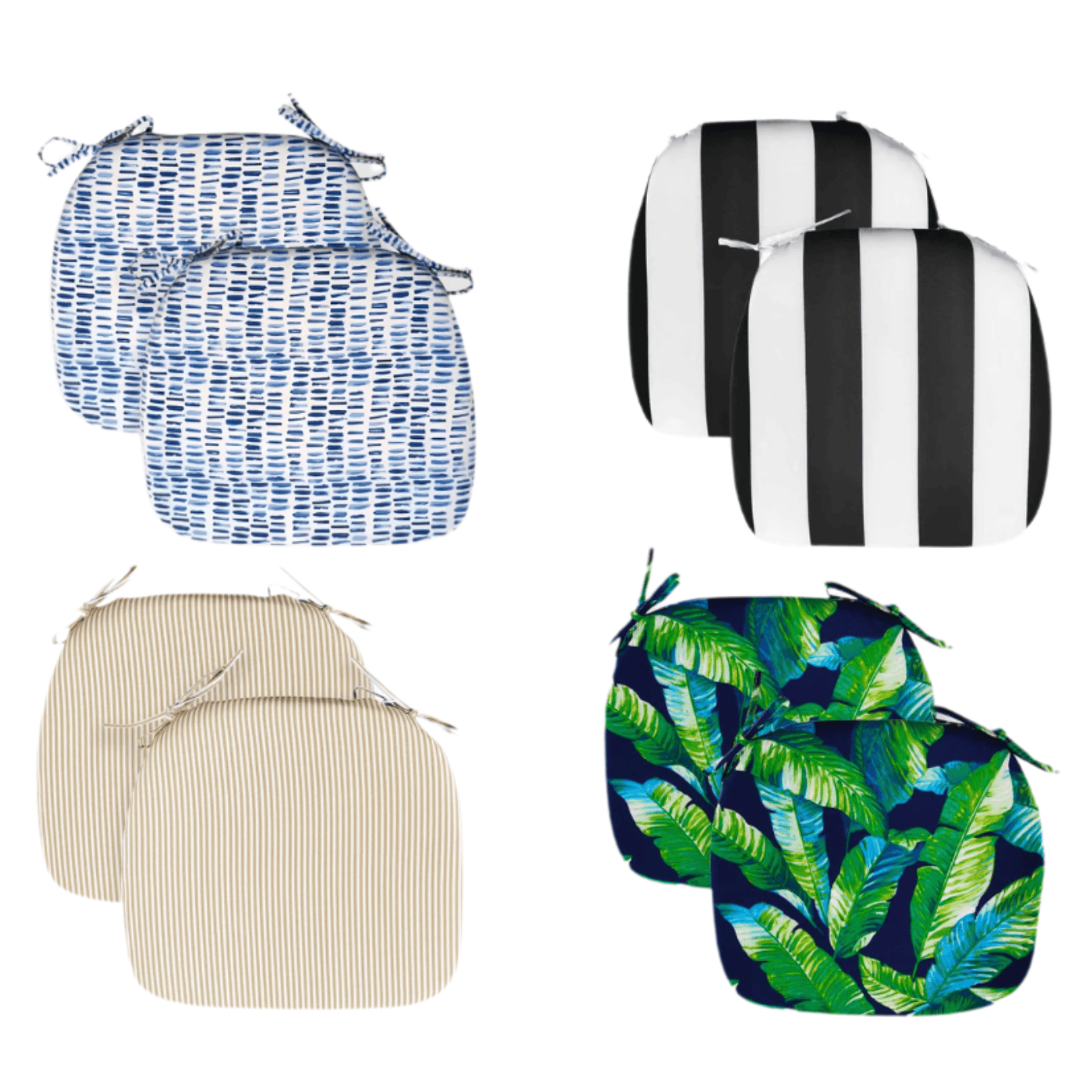 Rockin Cushions IKEA Outdoor Slipcovers Mixed U-Shape Outdoor Chair Pads (Set of 2) — Bulk Clearance Lot, 140 Sets (Assorted Prints & Stripes)