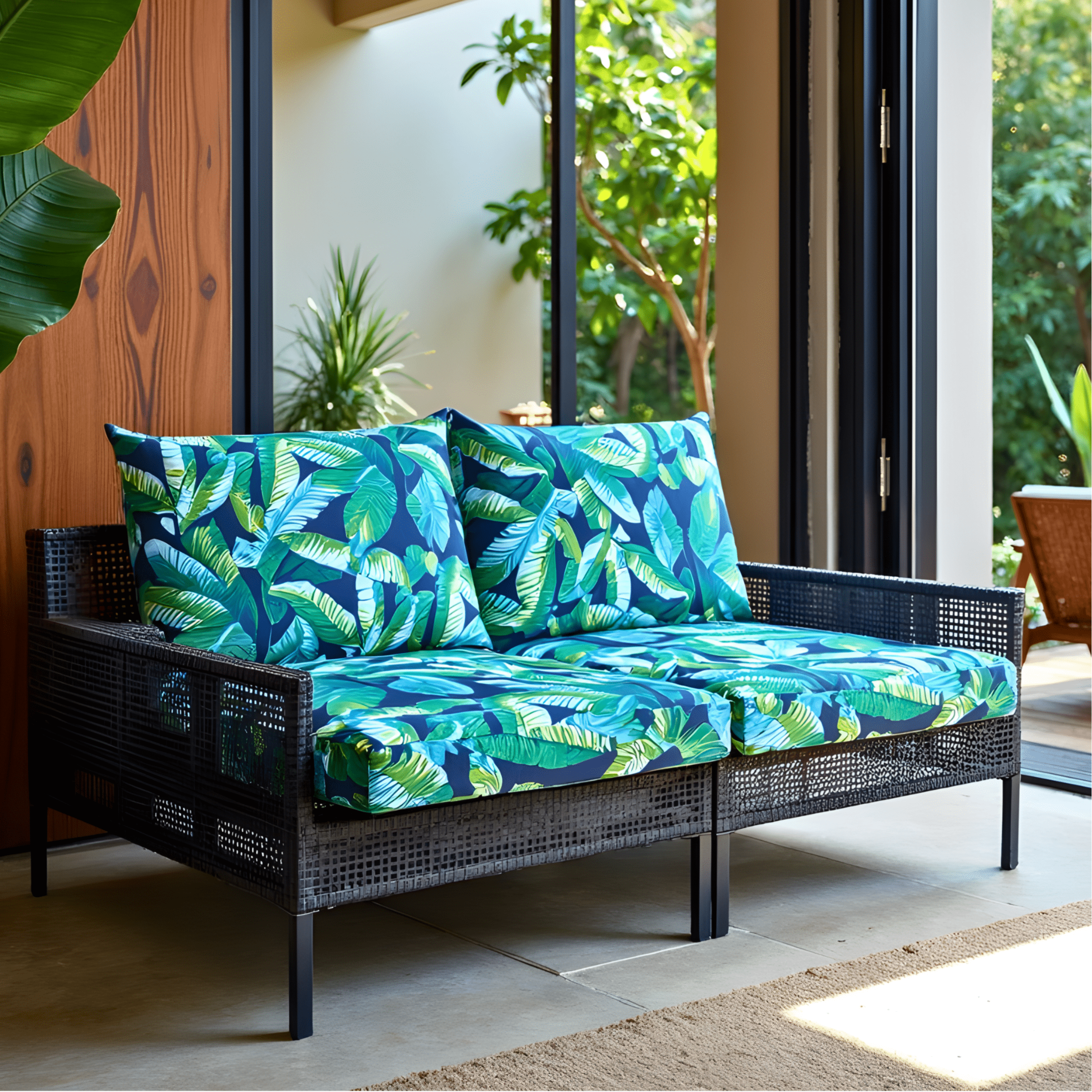 Rockin Cushions IKEA Outdoor Slipcovers Navy Green Banana Leaf Outdoor Slip Covers, Compatible with IKEA Duvholmen
