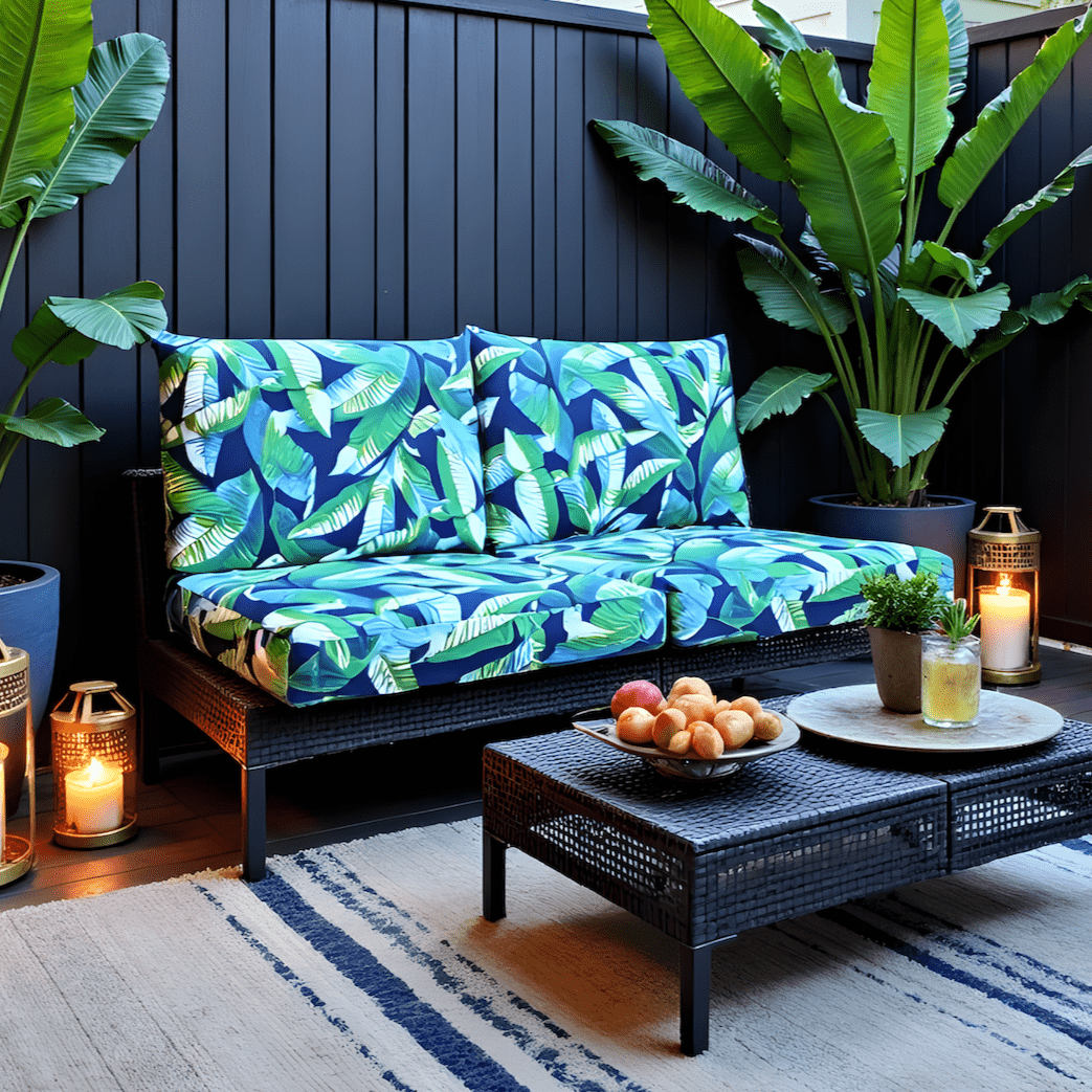 Rockin Cushions IKEA Outdoor Slipcovers Navy Green Banana Leaf Outdoor Slip Covers, Compatible with IKEA Duvholmen