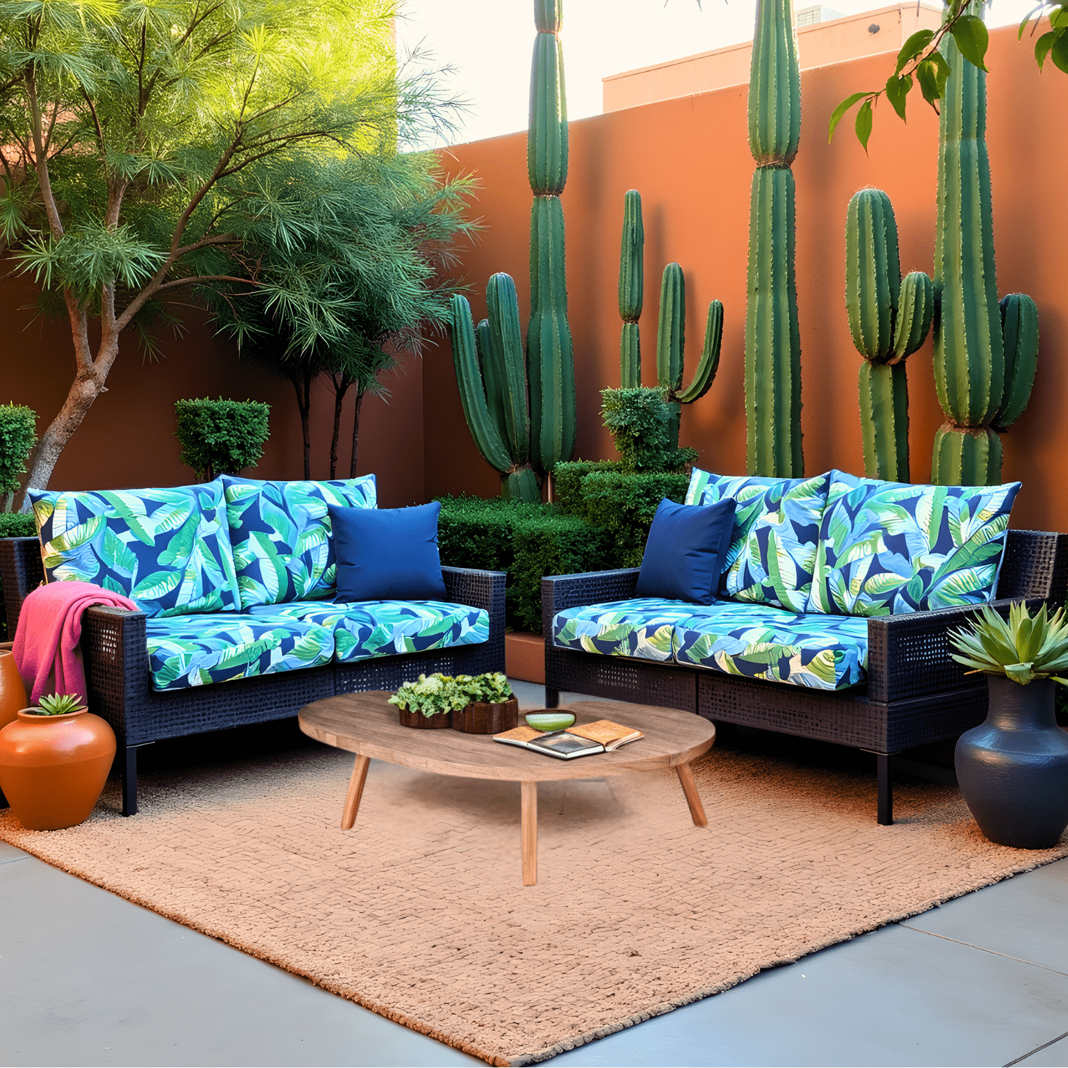 Rockin Cushions IKEA Outdoor Slipcovers Navy Green Banana Leaf Outdoor Slip Covers, Compatible with IKEA Duvholmen