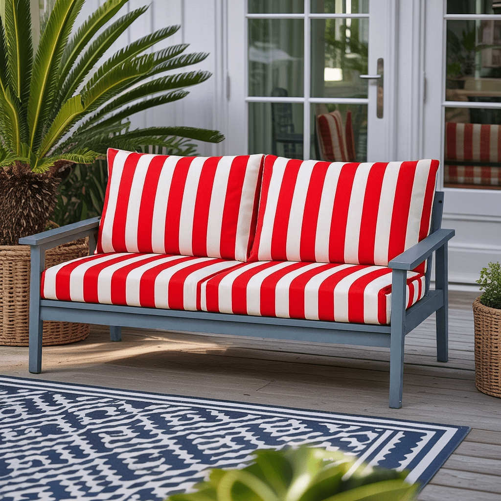 Rockin Cushions IKEA Outdoor Slipcovers Red Stripe Outdoor Slip Covers, Compatible with IKEA Duvholmen - Made to Order