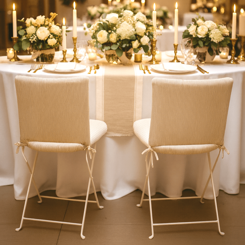 Rockin Cushions IKEA Outdoor Slipcovers Set of 2, Beige Stripe Chair Cover and Pad Set