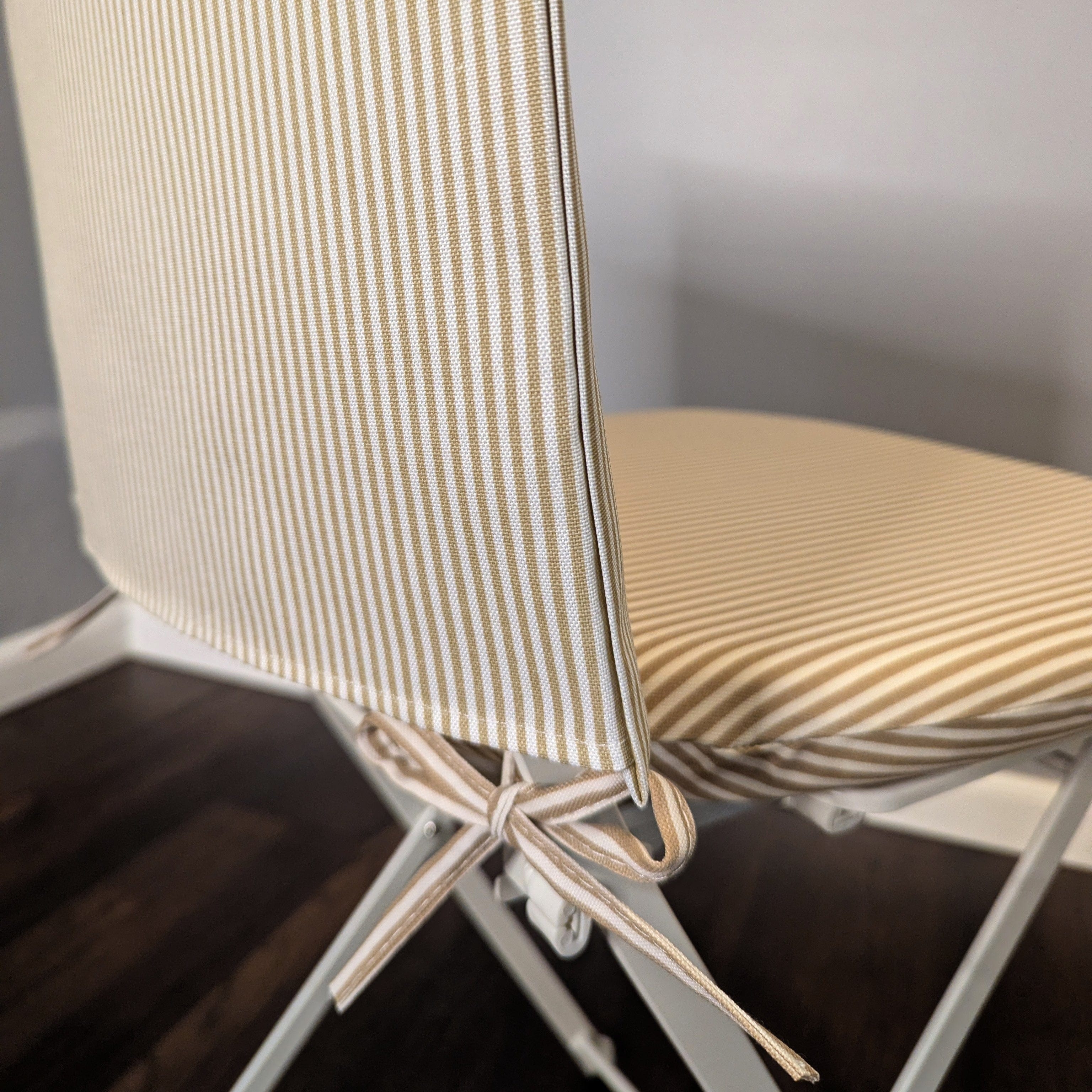 Rockin Cushions IKEA Outdoor Slipcovers Set of 2, Beige Stripe Chair Cover and Pad Set