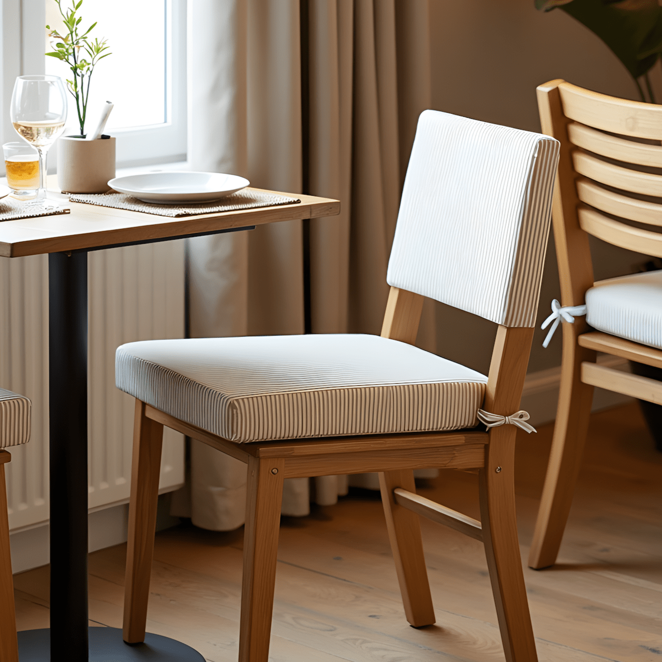 Rockin Cushions IKEA Outdoor Slipcovers Set of 2, Beige Stripe Chair Cover and Pad Set