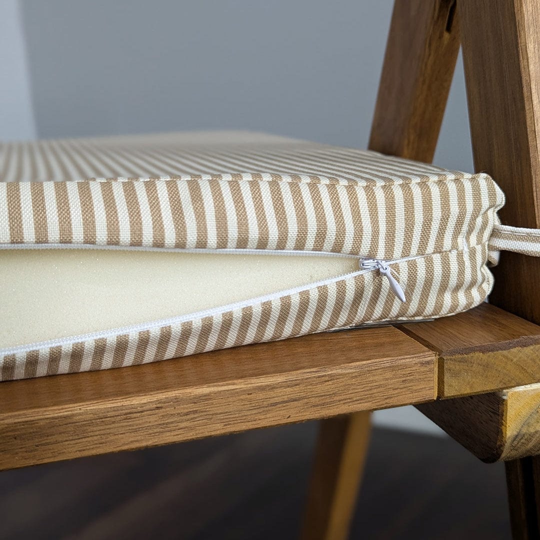 Rockin Cushions IKEA Outdoor Slipcovers Set of 2, Beige Stripe Square Outdoor Chair Pad, Removable Covers