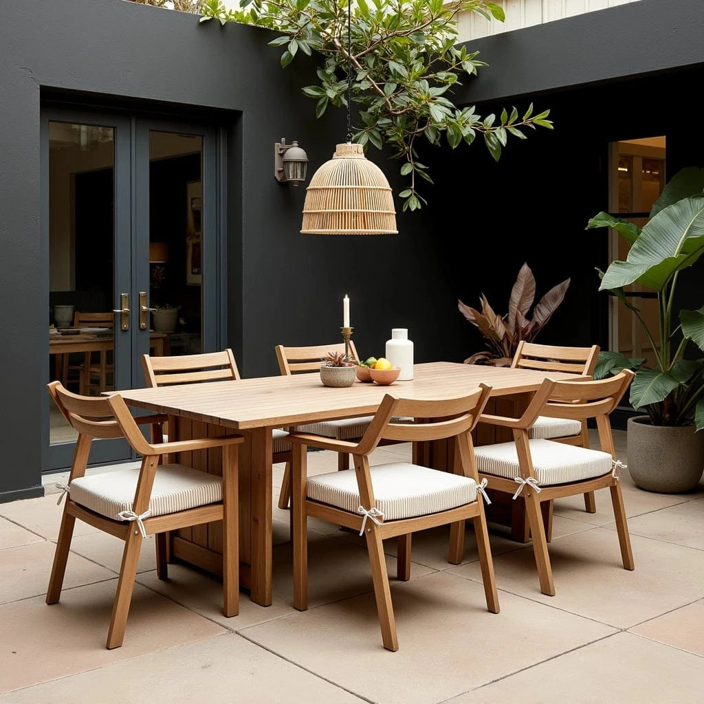 Rockin Cushions IKEA Outdoor Slipcovers Set of 2, Beige Stripe Square Outdoor Chair Pad, Removable Covers