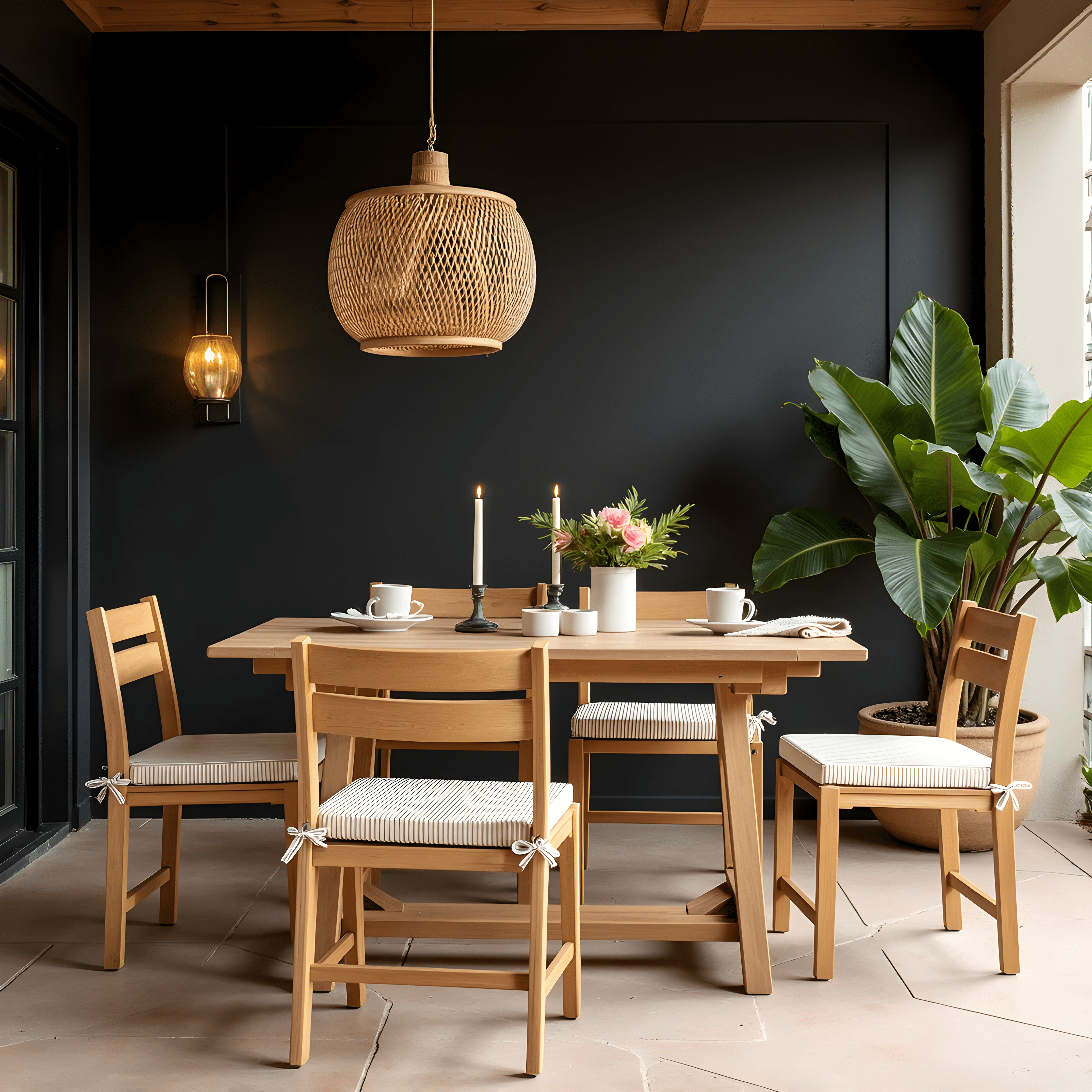 Rockin Cushions IKEA Outdoor Slipcovers Set of 2, Beige Stripe Square Outdoor Chair Pad, Removable Covers