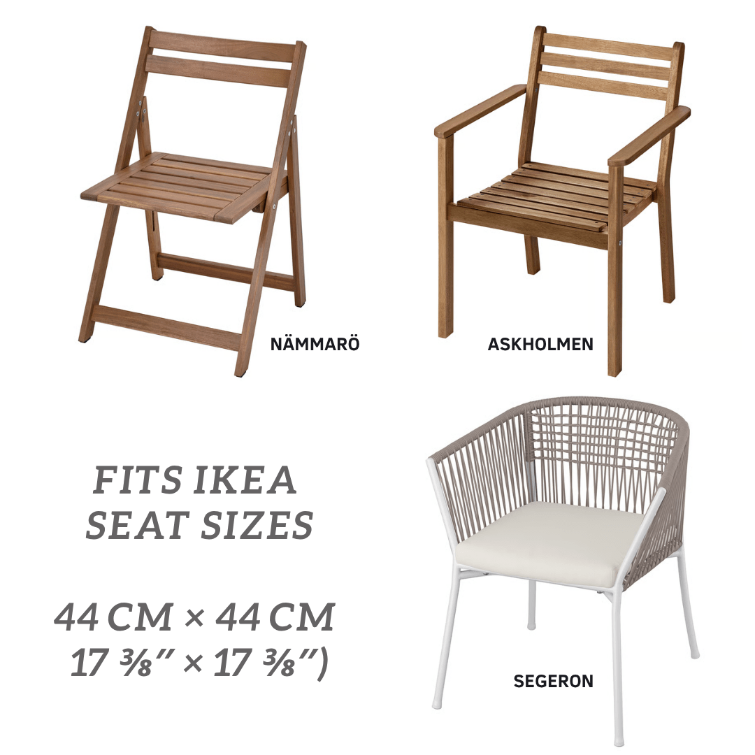 Rockin Cushions IKEA Outdoor Slipcovers Set of 2, Beige Stripe Square Outdoor Chair Pad, Removable Covers