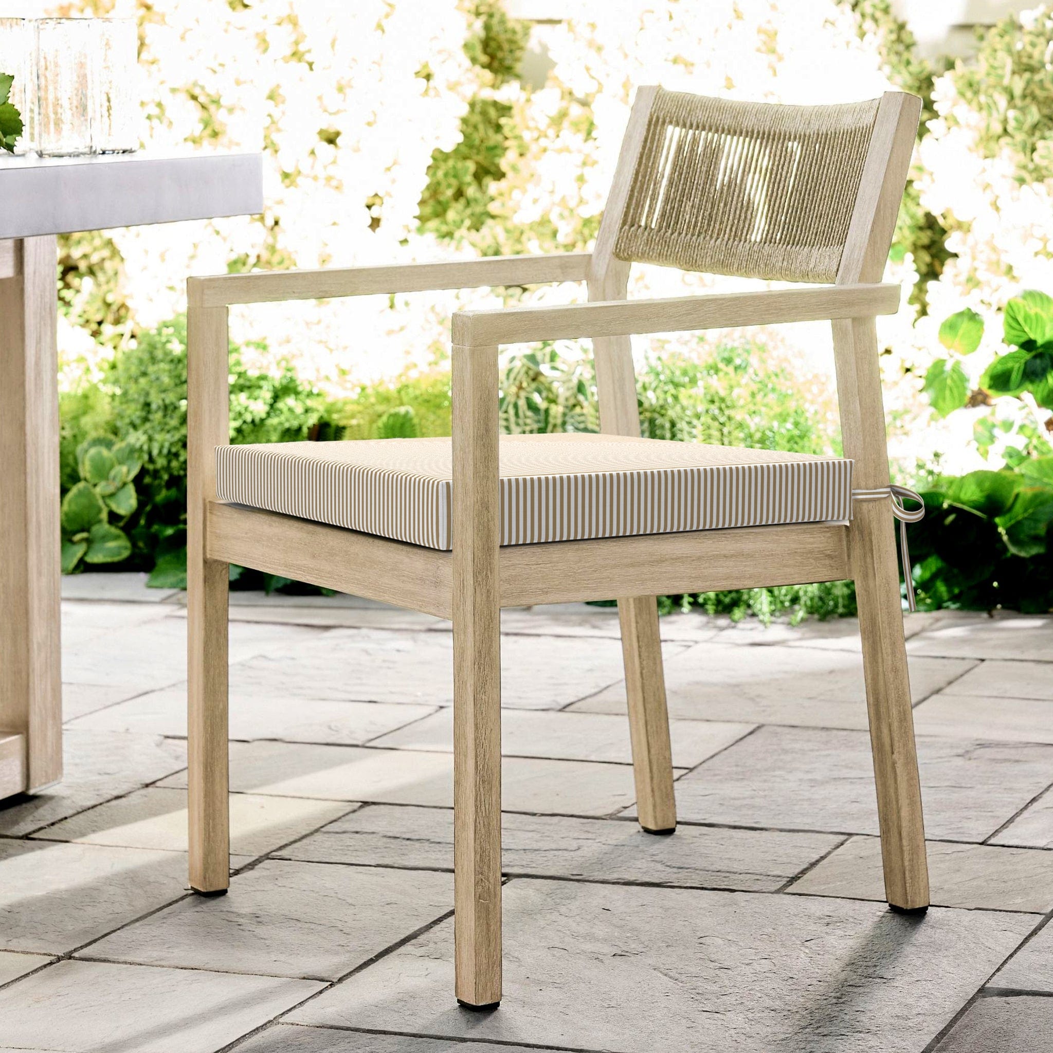 Rockin Cushions IKEA Outdoor Slipcovers Set of 2, Beige Stripe Square Outdoor Chair Pad, Removable Covers