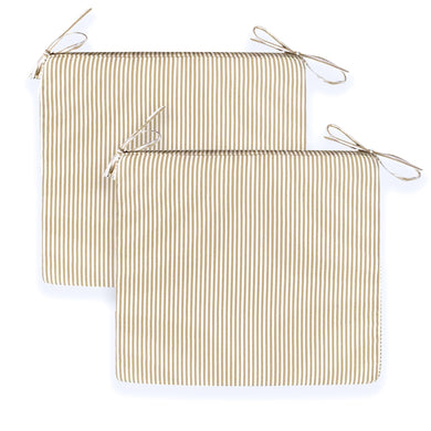 Rockin Cushions IKEA Outdoor Slipcovers Set of 2, Beige Stripe Square Outdoor Chair Pad, Removable Covers