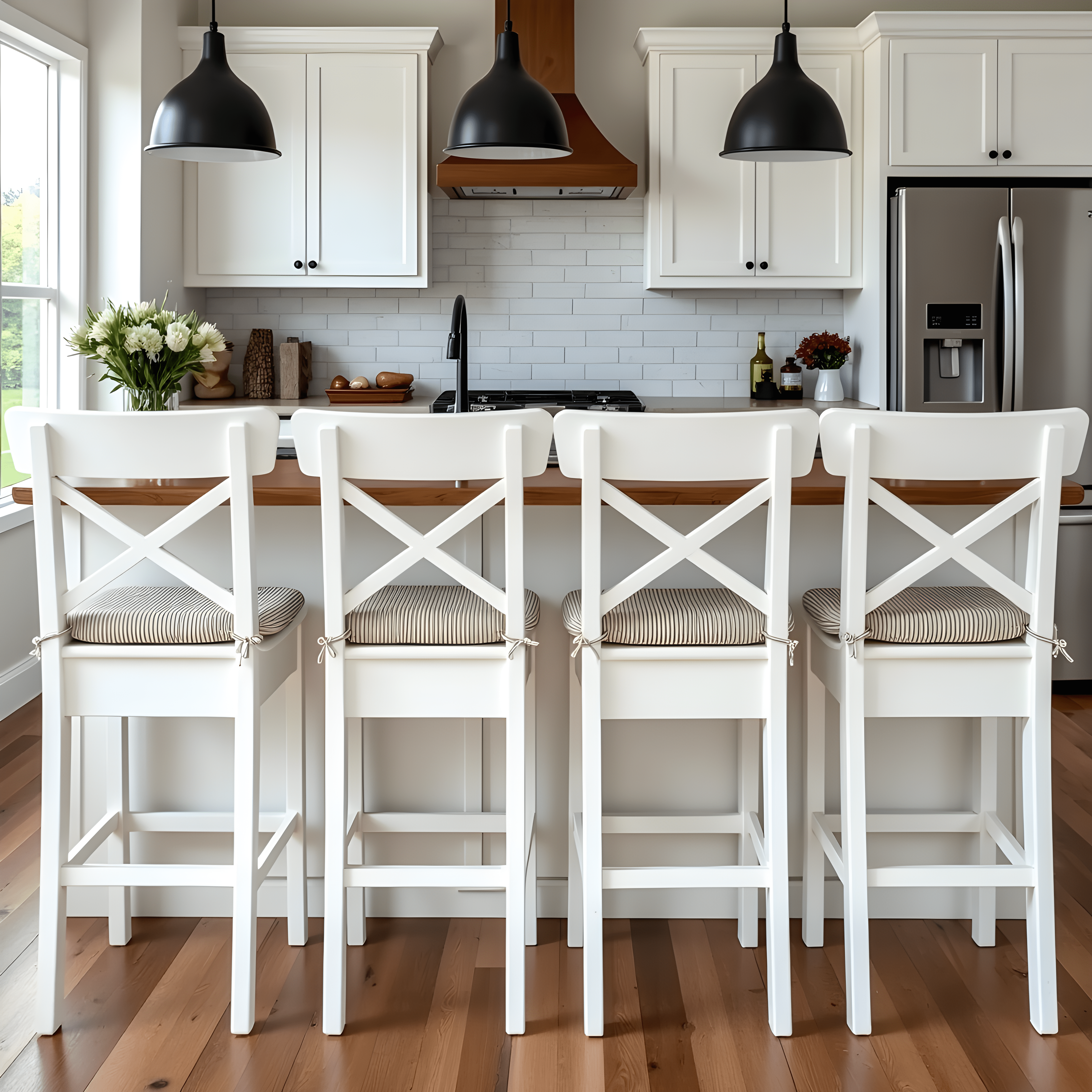 Rockin Cushions IKEA Outdoor Slipcovers Set of 2, Beige Stripe U-Shape Outdoor Chair Pad, Removable Covers