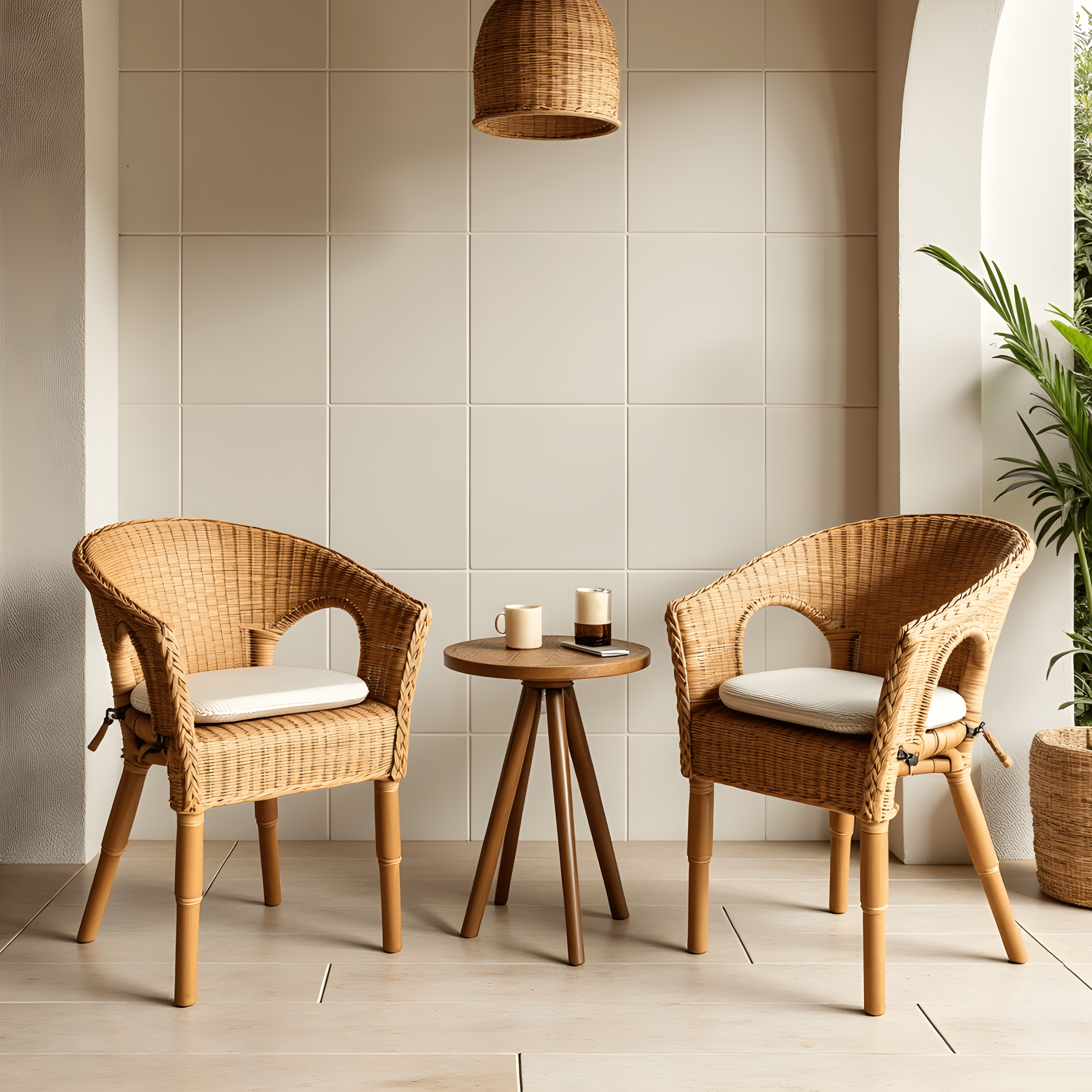 Rockin Cushions IKEA Outdoor Slipcovers Set of 2, Beige Stripe U-Shape Outdoor Chair Pad, Removable Covers