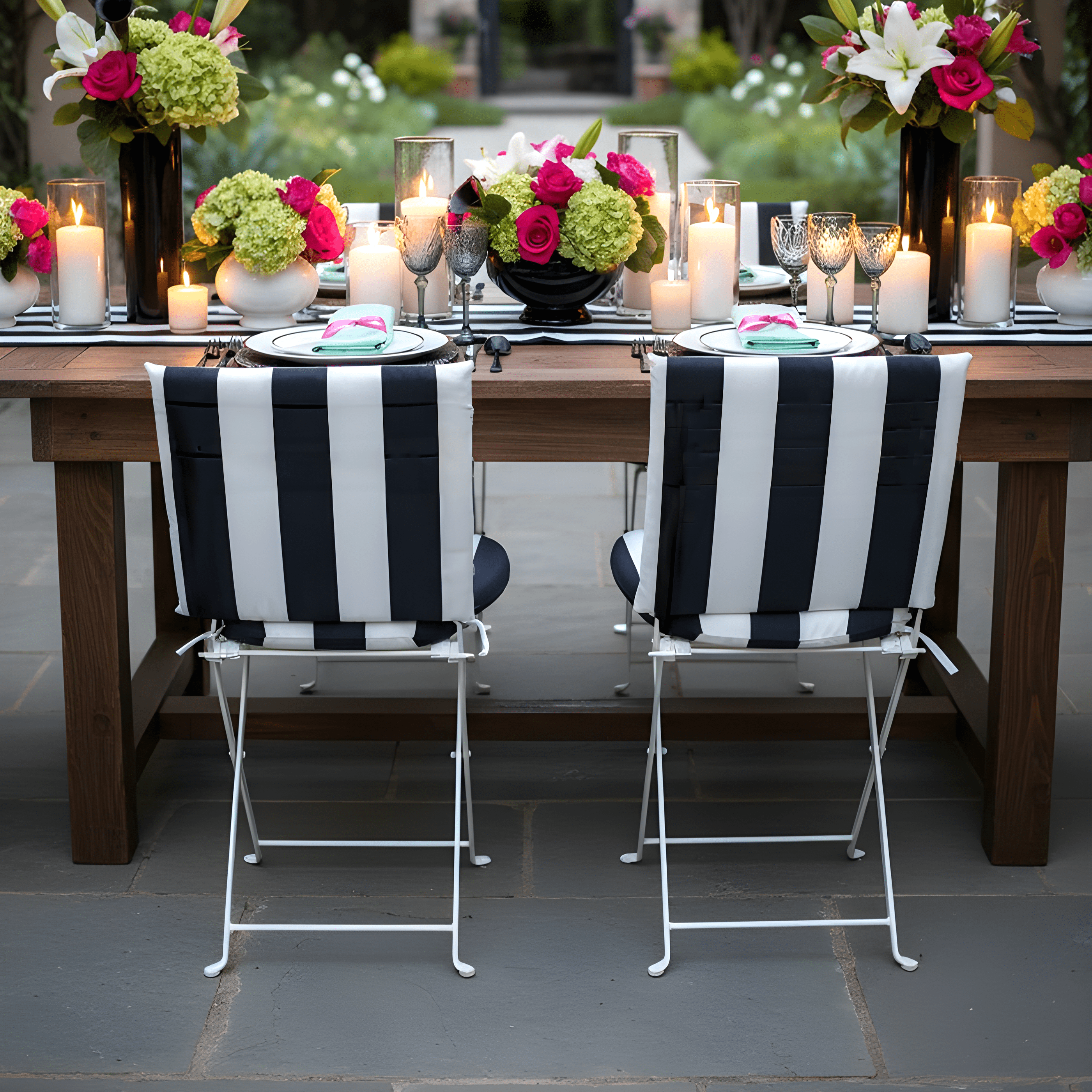 Rockin Cushions IKEA Outdoor Slipcovers Set of 2 Black Stripe Chair Cover & Pad Set – Custom Event & Home Upgrade