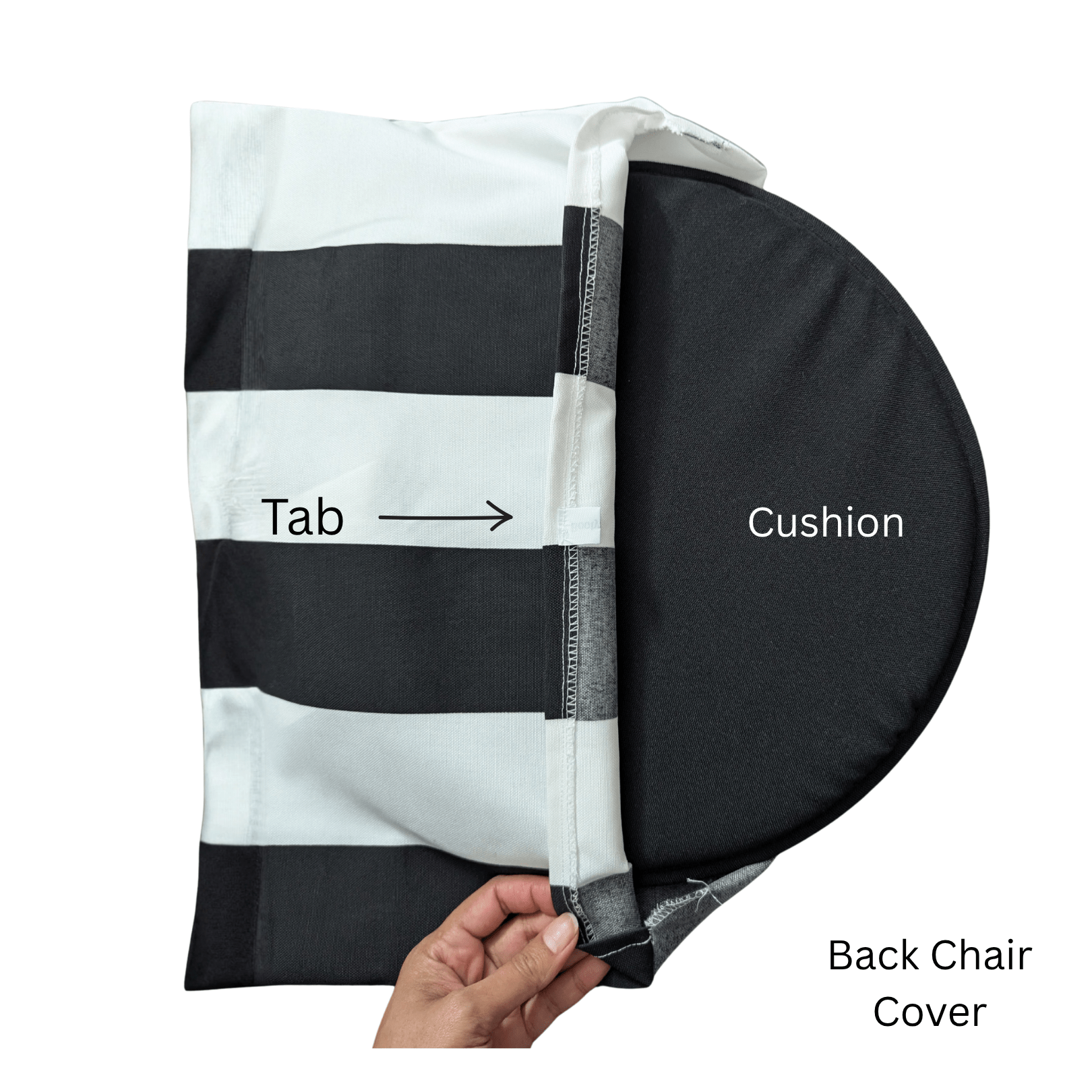 Rockin Cushions IKEA Outdoor Slipcovers Set of 2 Black Stripe Chair Cover & Pad Set – Custom Event & Home Upgrade