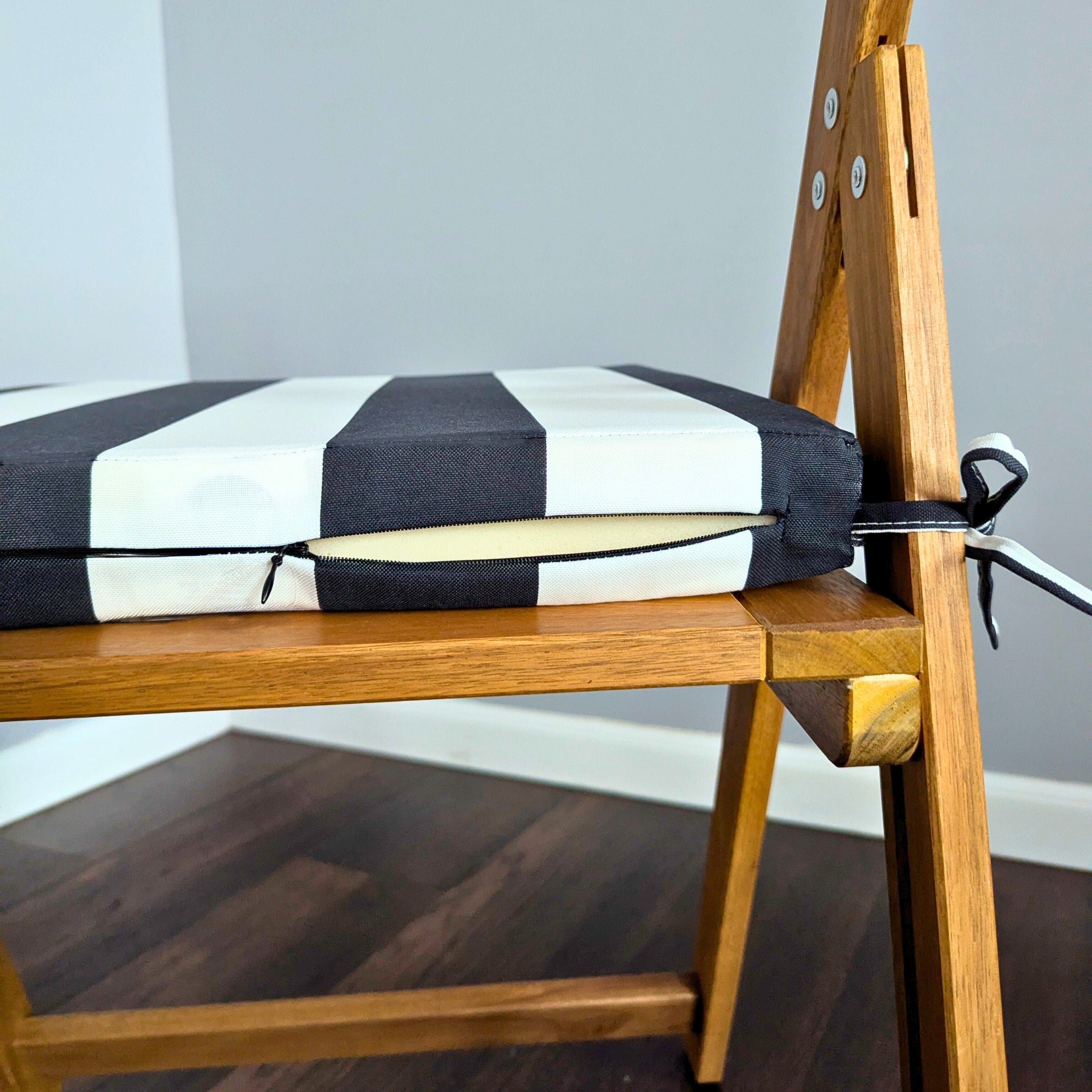 Rockin Cushions IKEA Outdoor Slipcovers Set of 2, Black Stripe Square Outdoor Chair Pad, Removable Covers