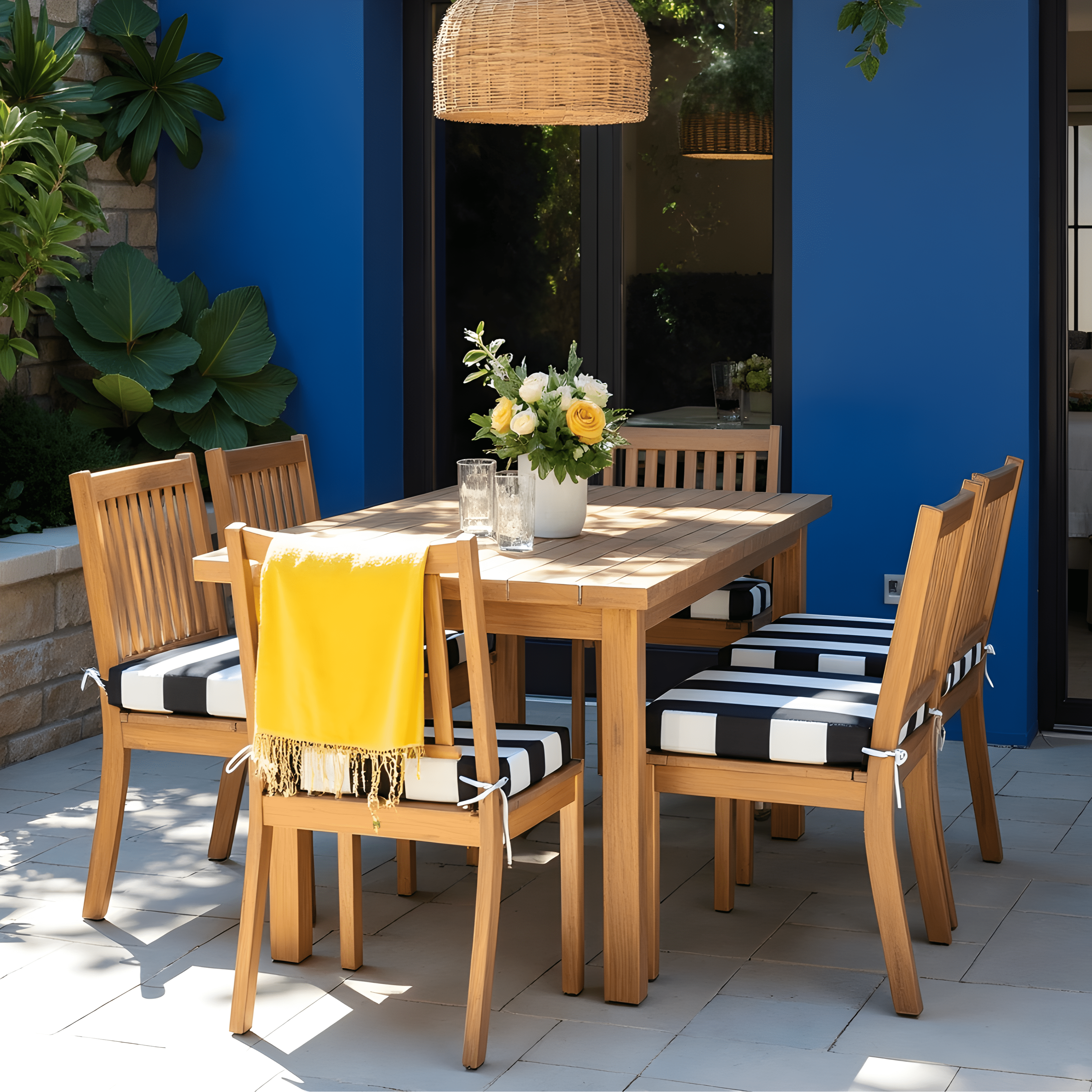 Rockin Cushions IKEA Outdoor Slipcovers Set of 2, Black Stripe Square Outdoor Chair Pad, Removable Covers