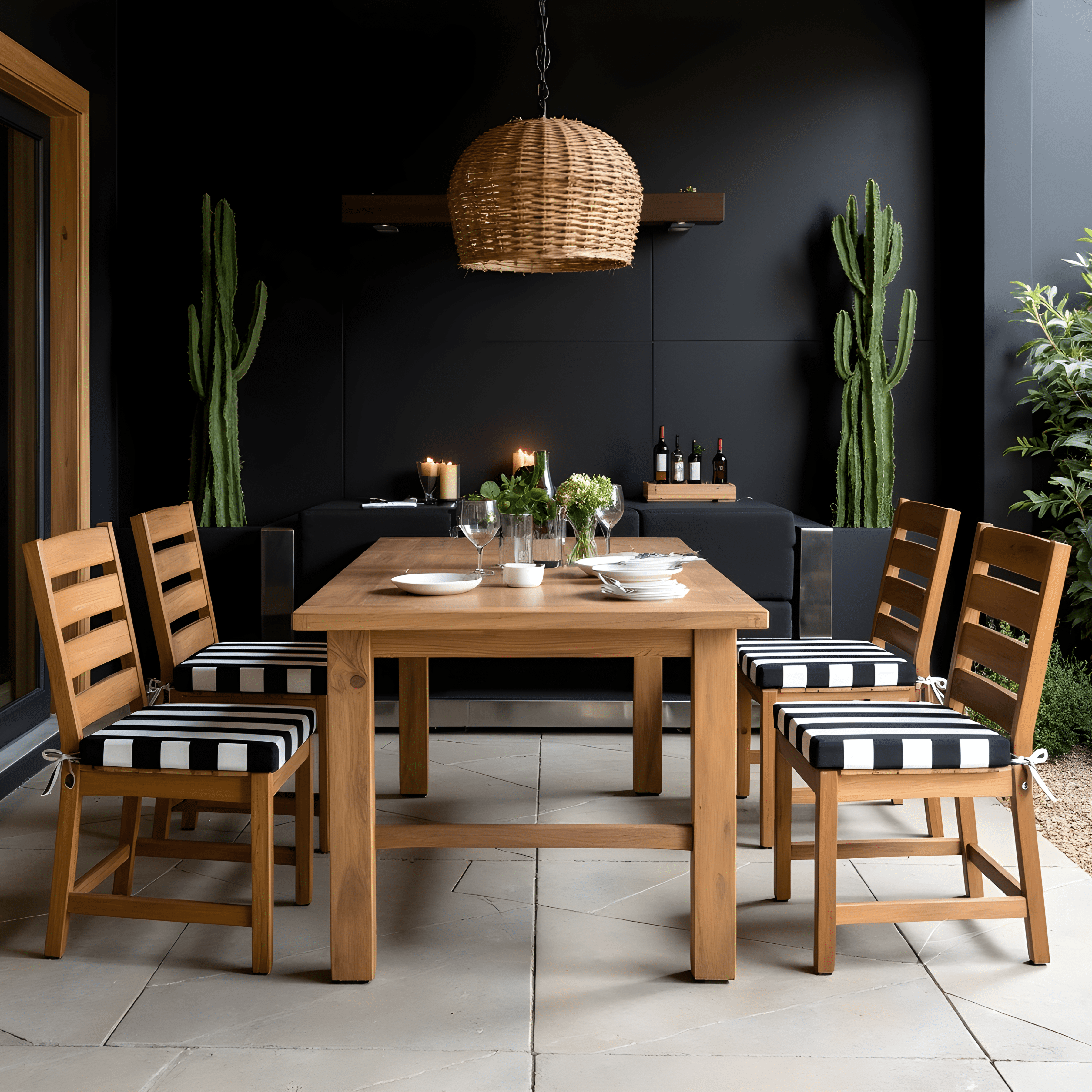 Rockin Cushions IKEA Outdoor Slipcovers Set of 2, Black Stripe Square Outdoor Chair Pad, Removable Covers