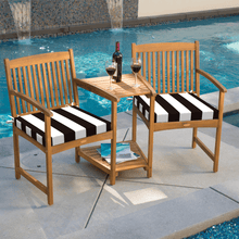 Load image into Gallery viewer, Rockin Cushions IKEA Outdoor Slipcovers Set of 2, Black Stripe Square Outdoor Chair Pad, Removable Covers