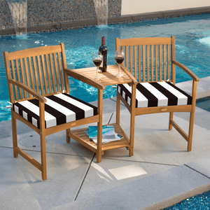 Rockin Cushions IKEA Outdoor Slipcovers Set of 2, Black Stripe Square Outdoor Chair Pad, Removable Covers