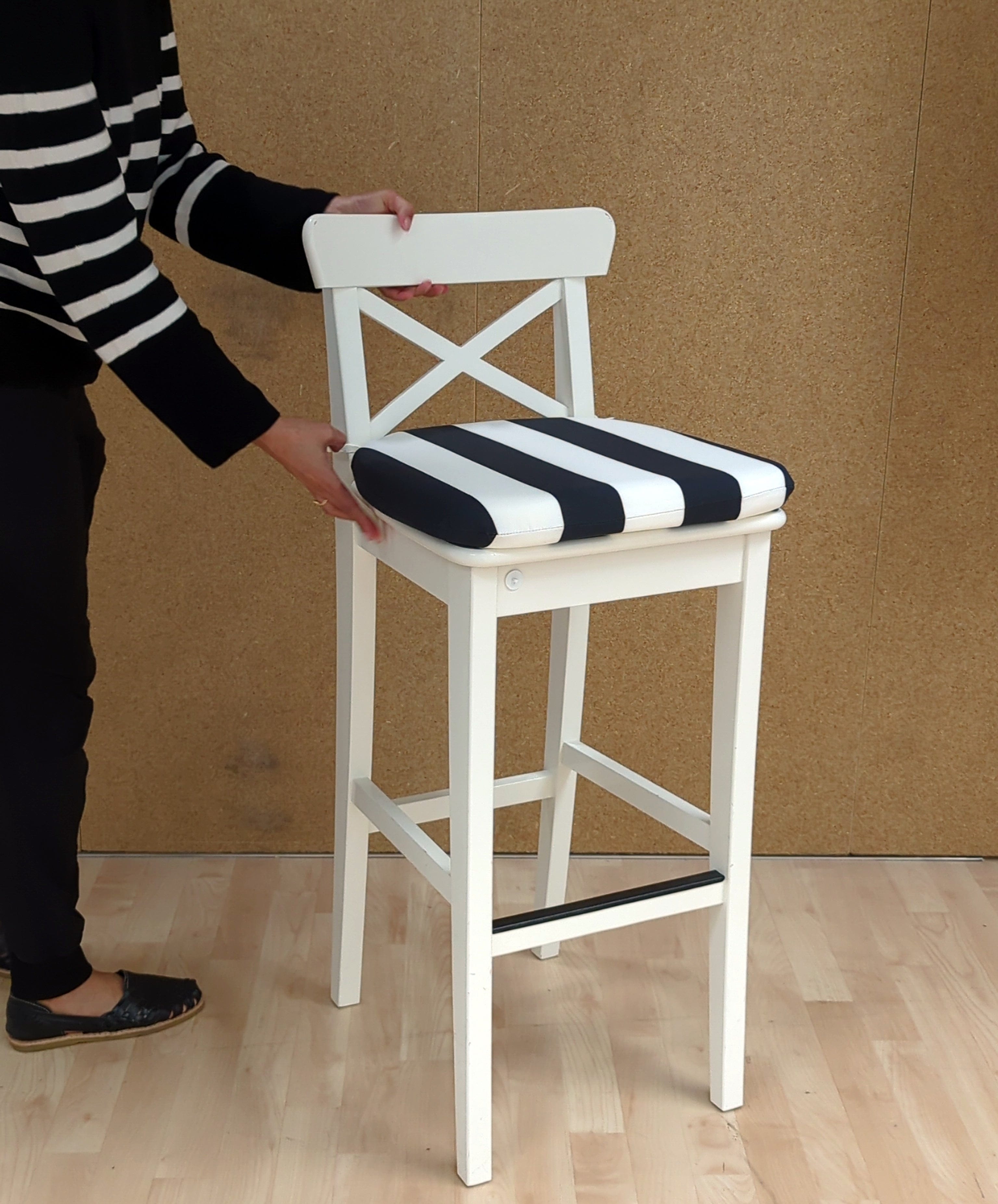 Rockin Cushions IKEA Outdoor Slipcovers Set of 2, Black Stripe U-Shape Outdoor Chair Pad, Removable Covers