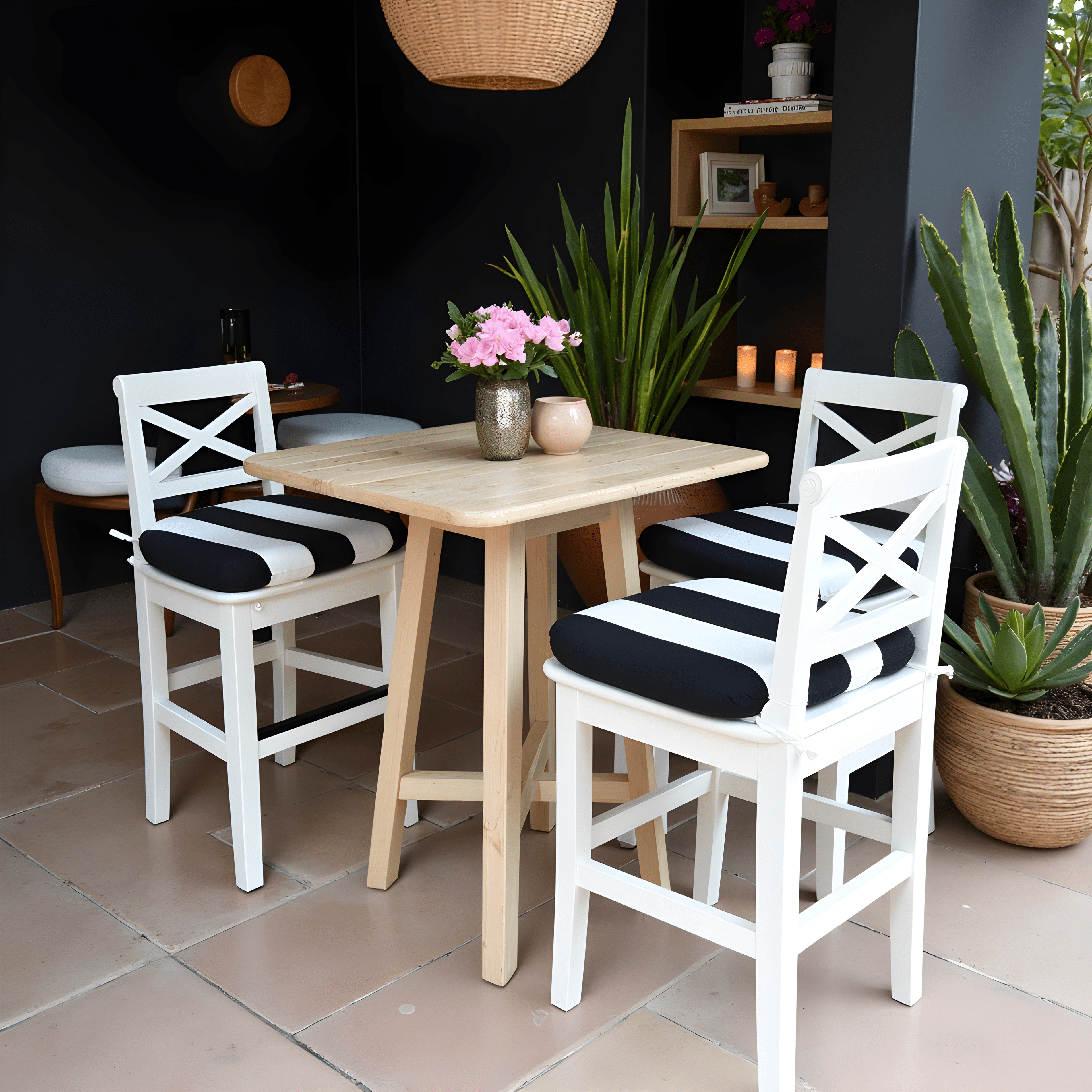 Rockin Cushions IKEA Outdoor Slipcovers Set of 2, Black Stripe U-Shape Outdoor Chair Pad, Removable Covers