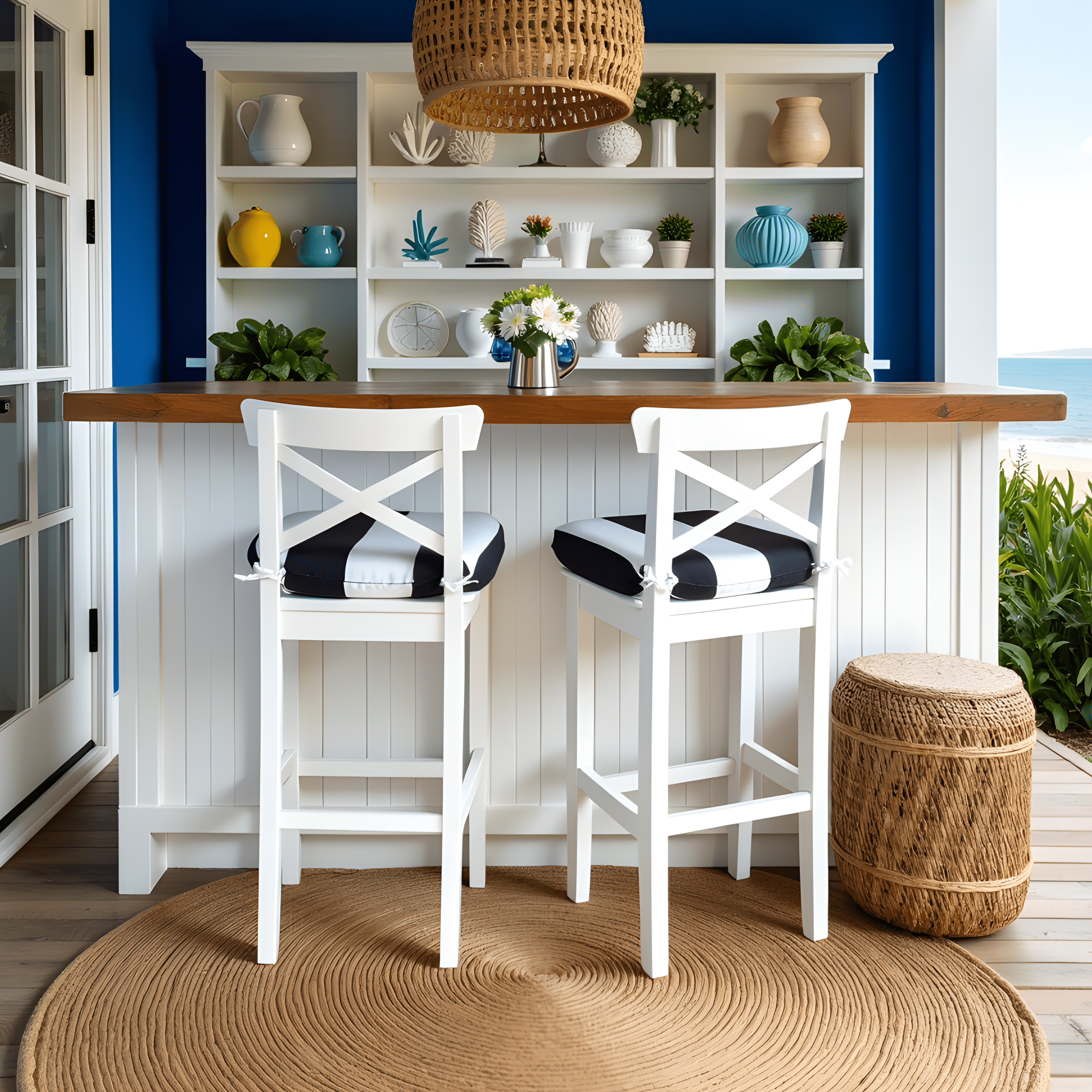 Rockin Cushions IKEA Outdoor Slipcovers Set of 2, Black Stripe U-Shape Outdoor Chair Pad, Removable Covers