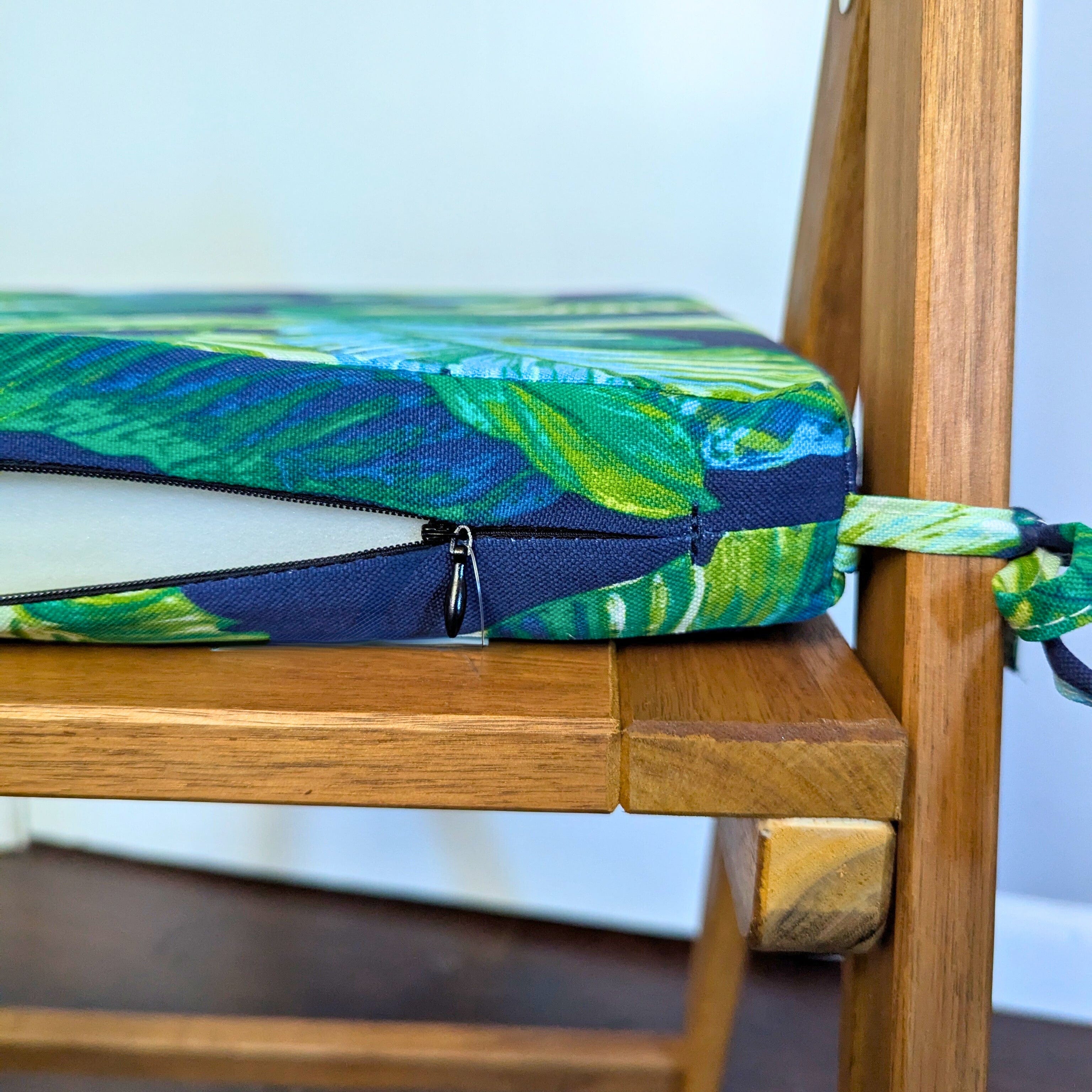 Rockin Cushions IKEA Outdoor Slipcovers Set of 2, Blue Palms Square Outdoor Chair Pad, Removable Covers